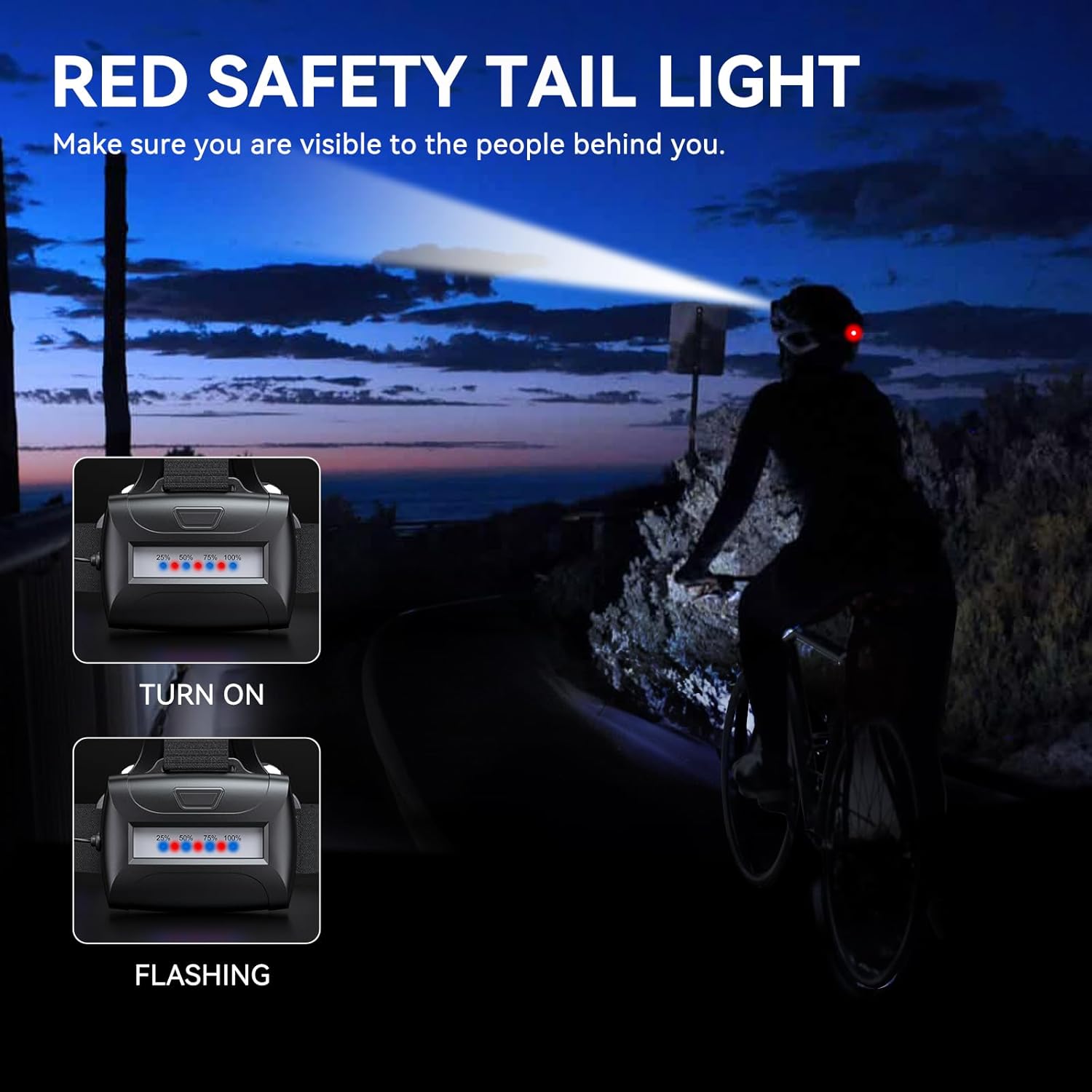 WdtPro Dual Rechargeable Headlamp with 3 Modes and 90 Adjustment