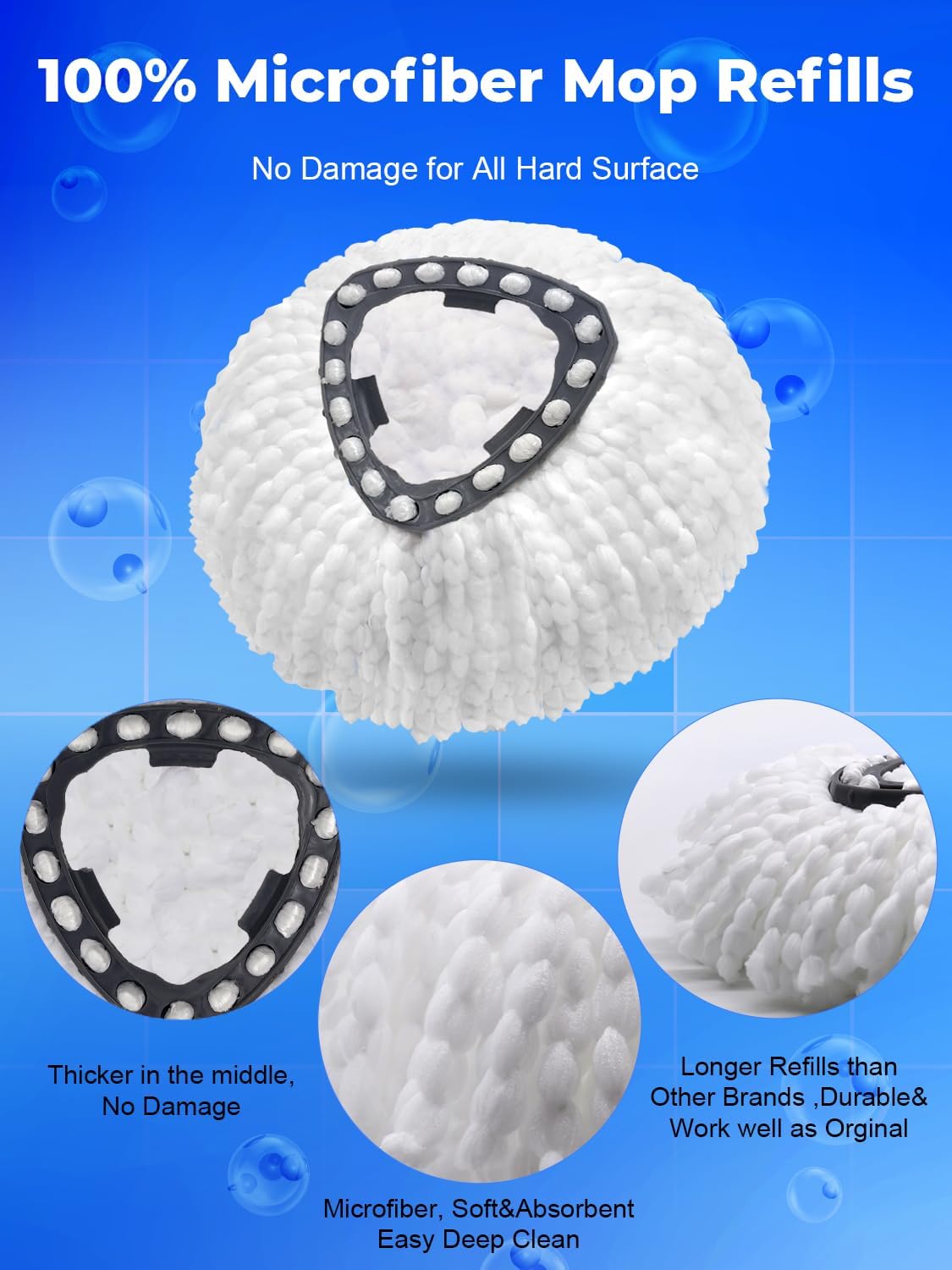 4-Pack Spin Mop Heads for Sensitive Floors