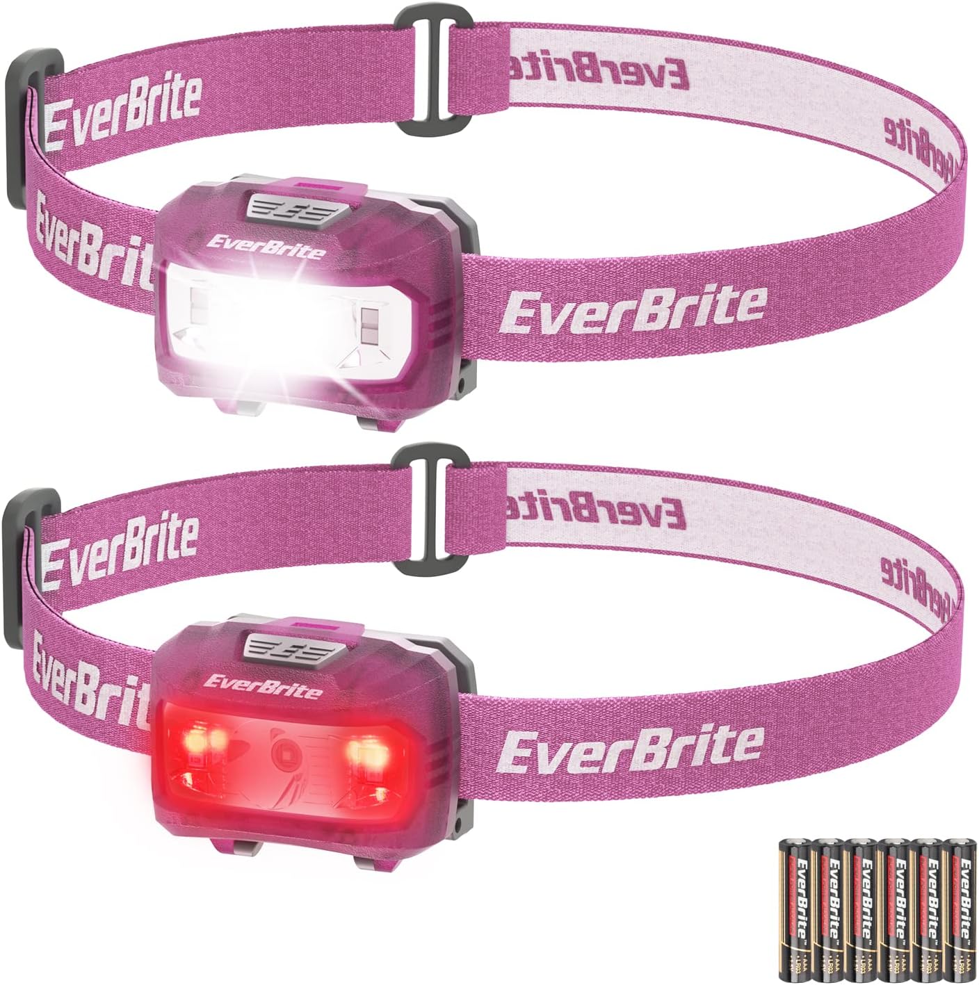 EverBrite 2-Pack Rechargeable LED Headlamp with Memory Function