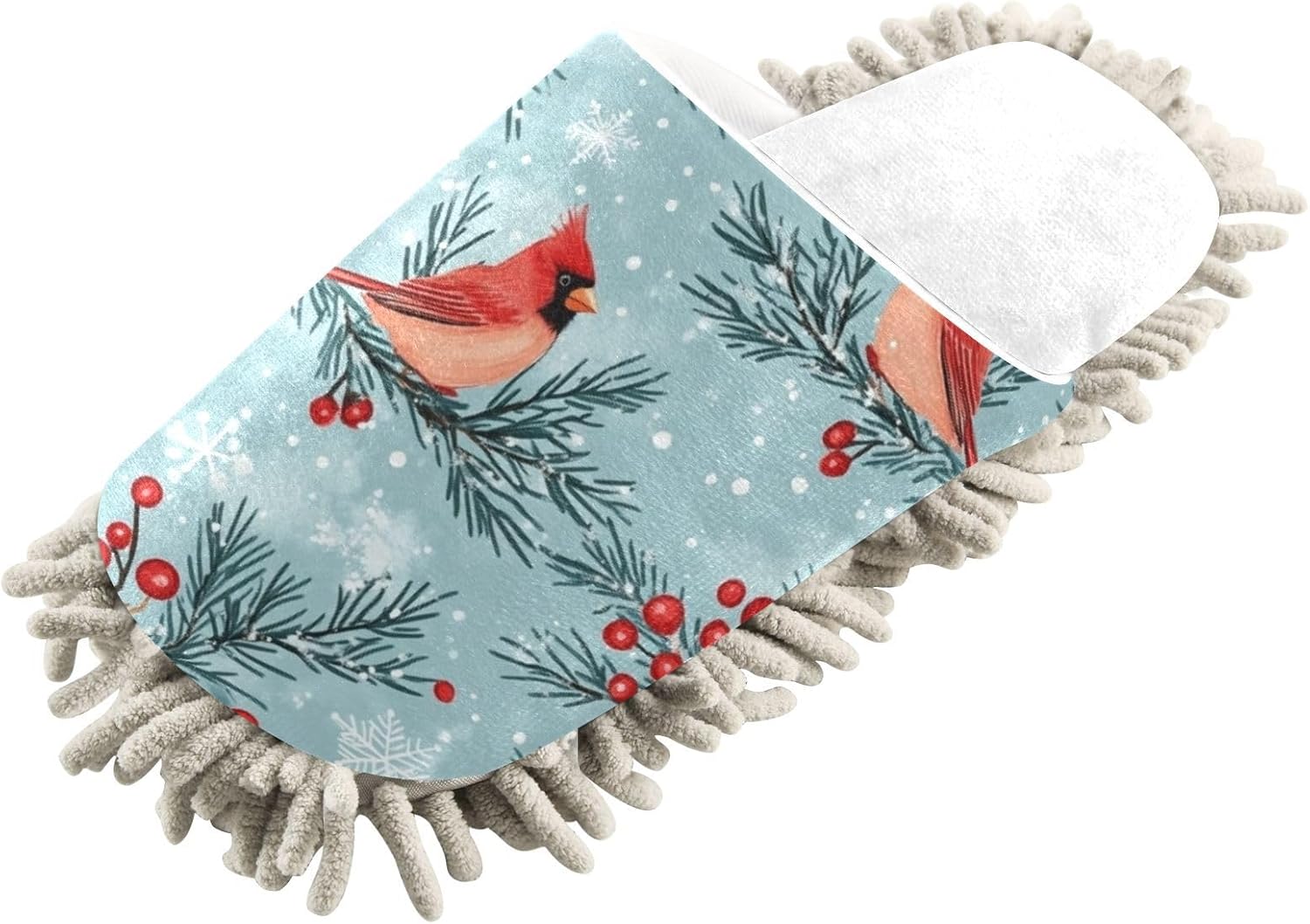 Cozy White Christmas Mop Slippers
