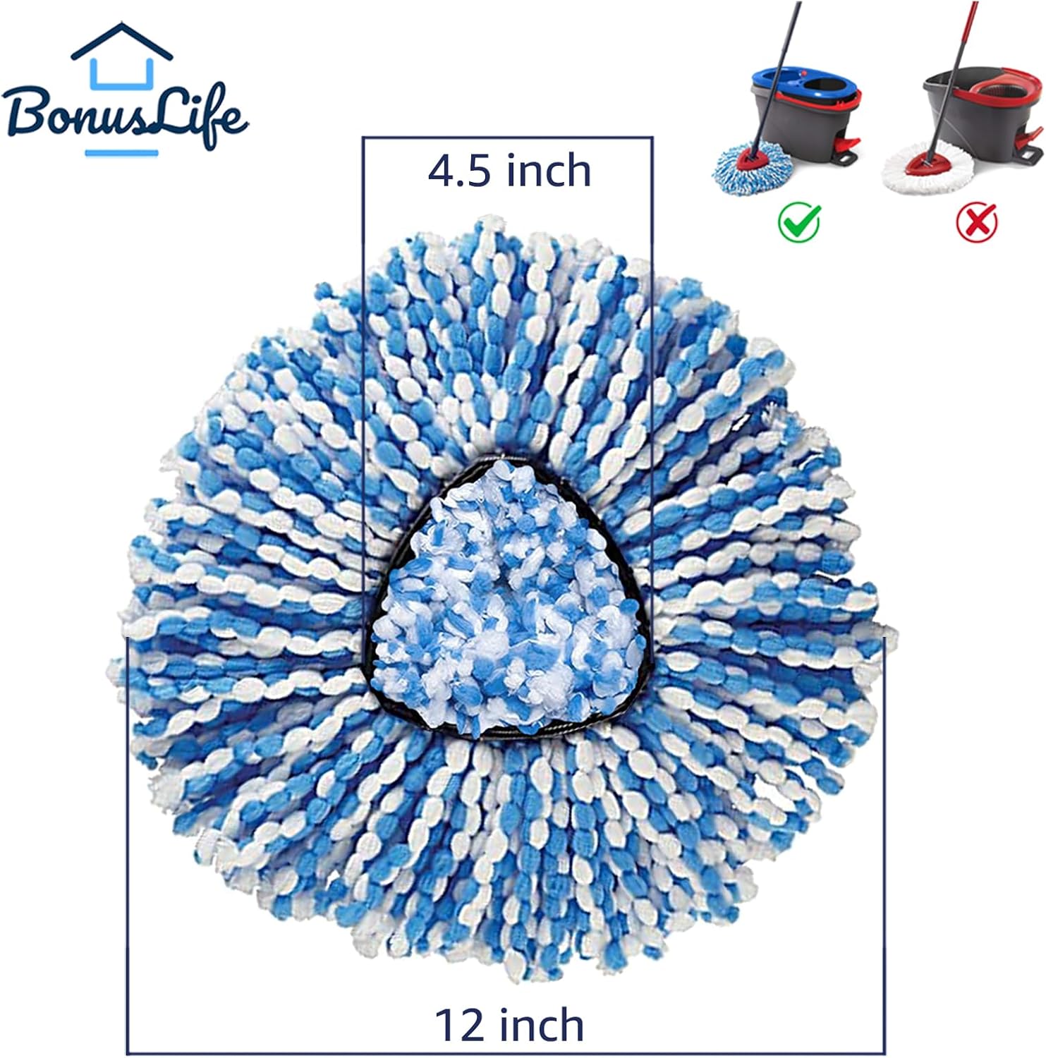 BonusLife 3-Pack Mop Head for O-Cedar RinseClean Spin Mop