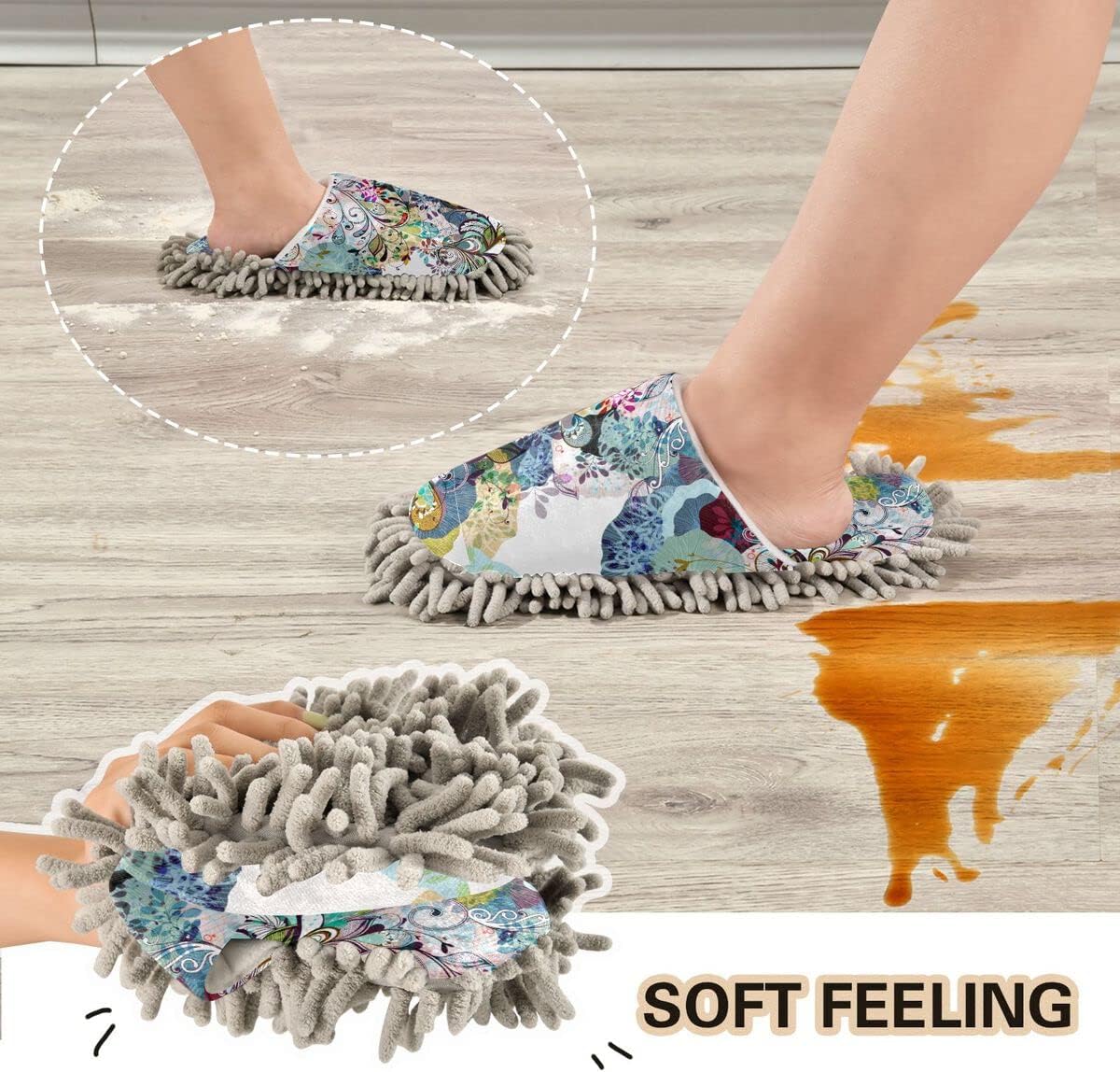 Colorful Flower Mop House Slippers