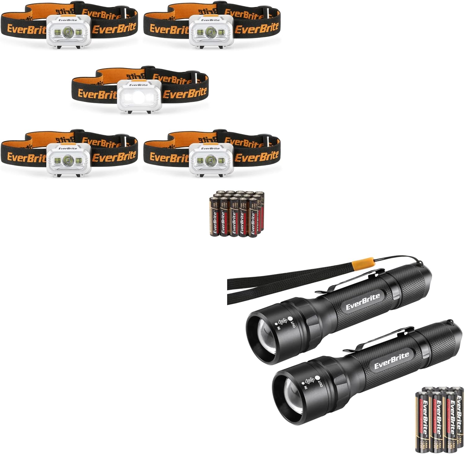 EverBrite 5 Pack LED Headlamp with 400 Lumens Flashlight
