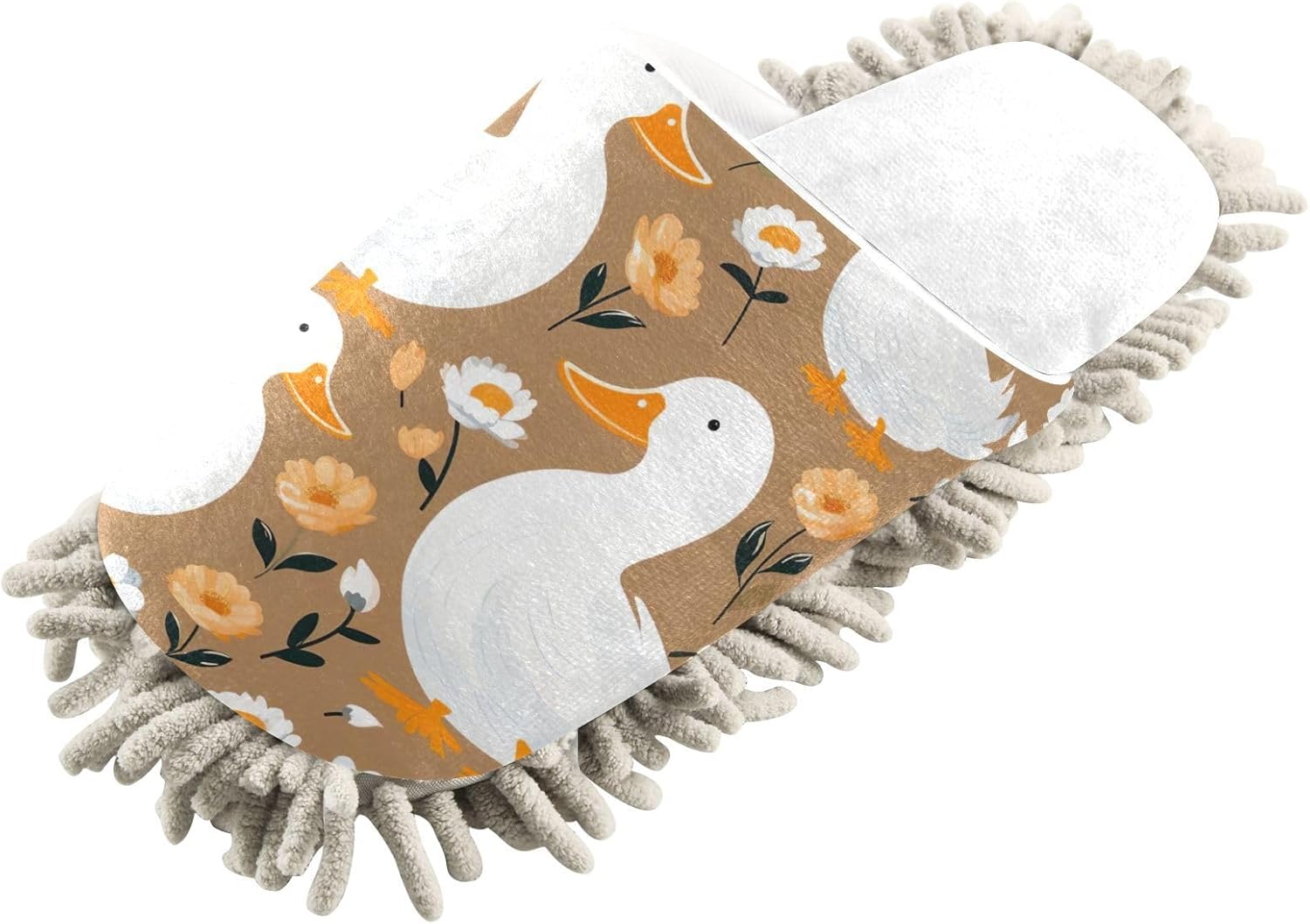 RunningBear White Ducks Mop Slippers for Easy Floor Cleaning