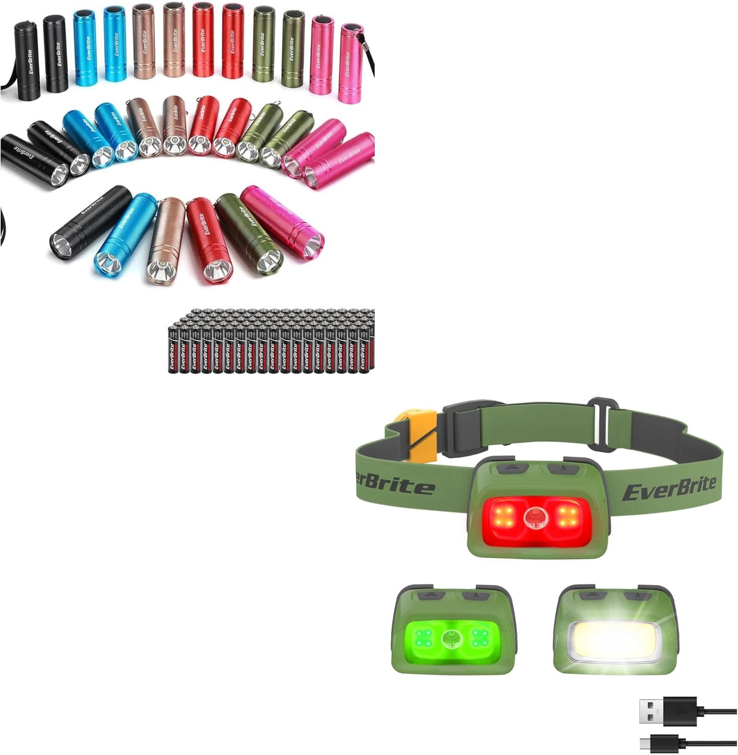 30-Pack EverBrite Flashlights Rechargeable Headlamp