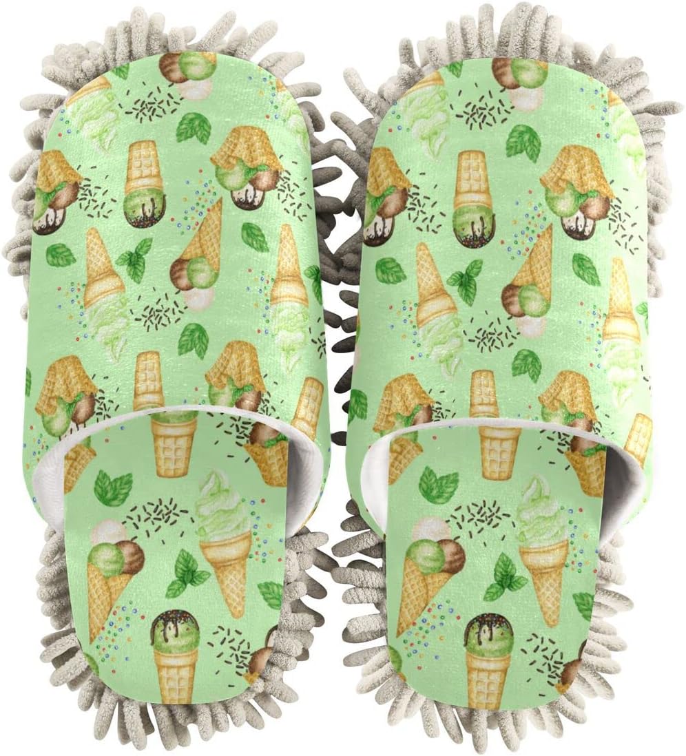 DOMIKING Ice Cream Mop House Slippers for Women