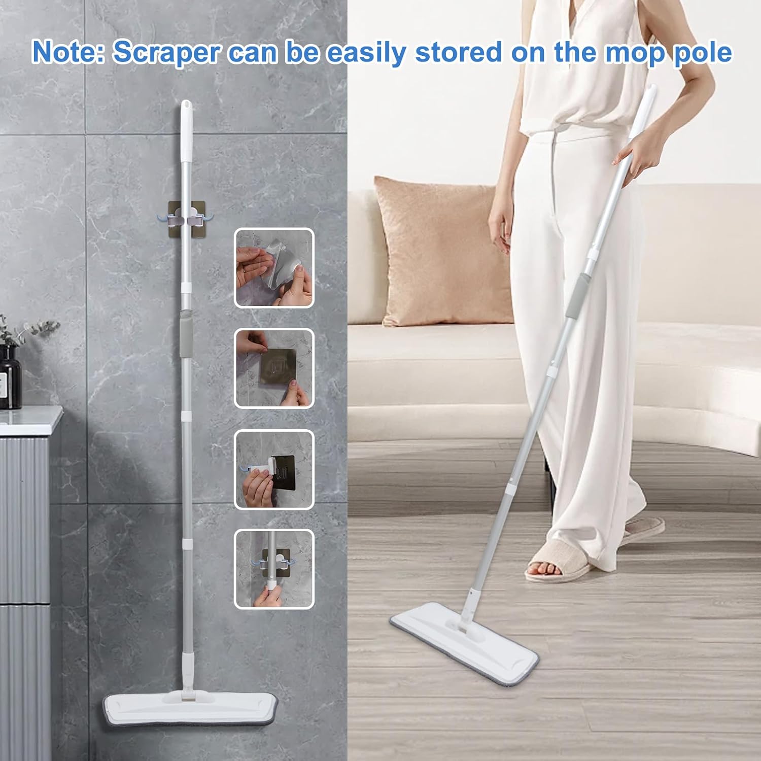 Portable Extendable Microfiber Mop for Wet Dry Use