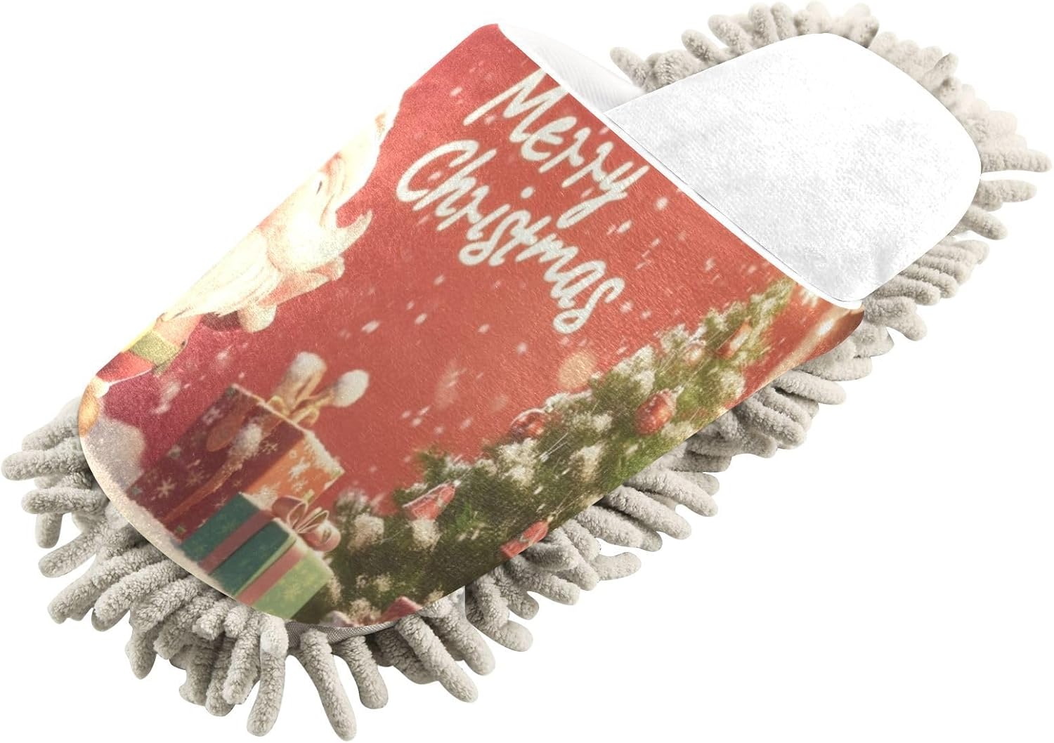 White Christmas Santa Trees Mop Slippers Clean Office Soft Absorbent Mops