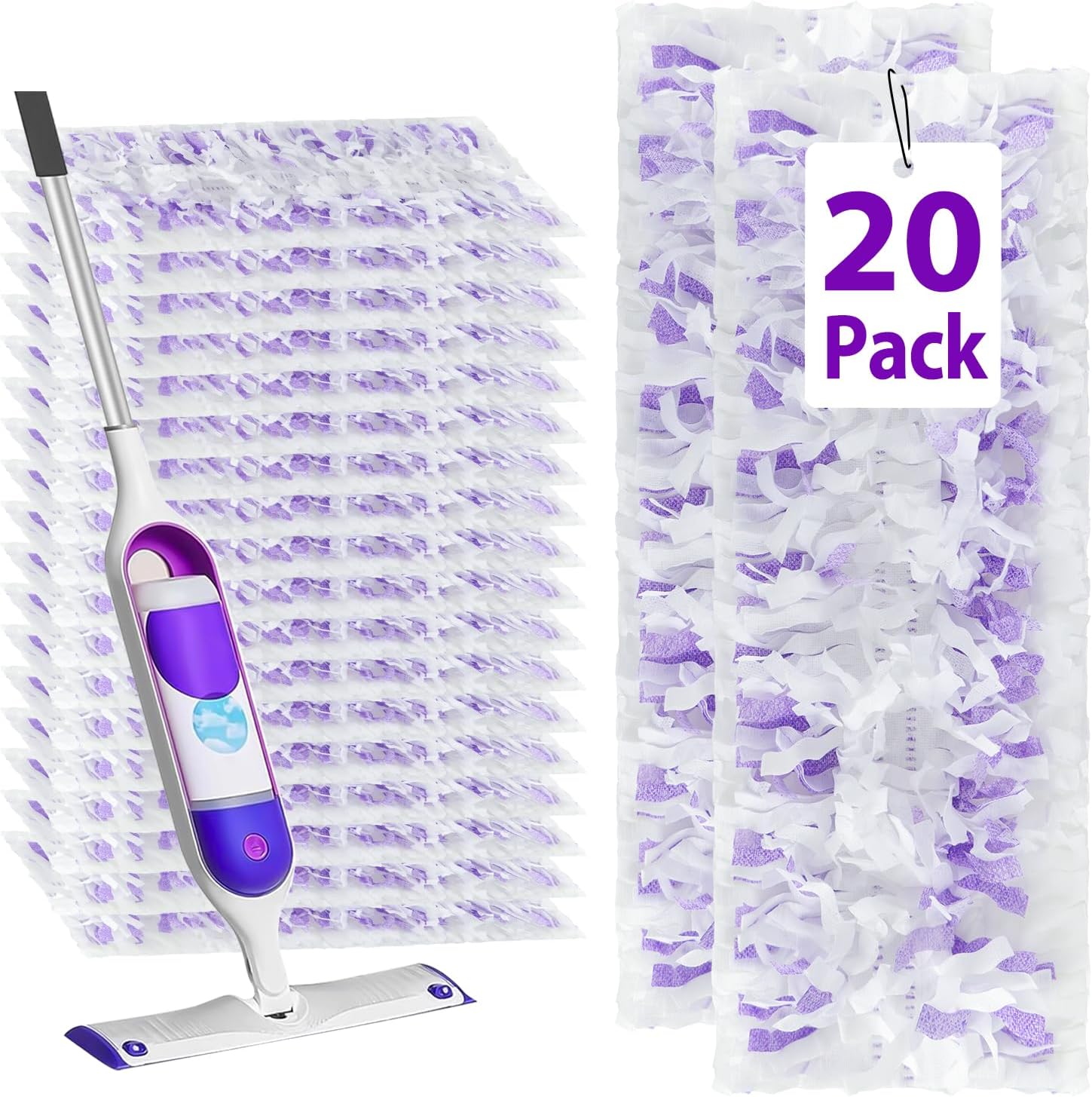 Pure Natural 20 Count Disposable Mop Pads for Swiffer Multi-Surface Mops