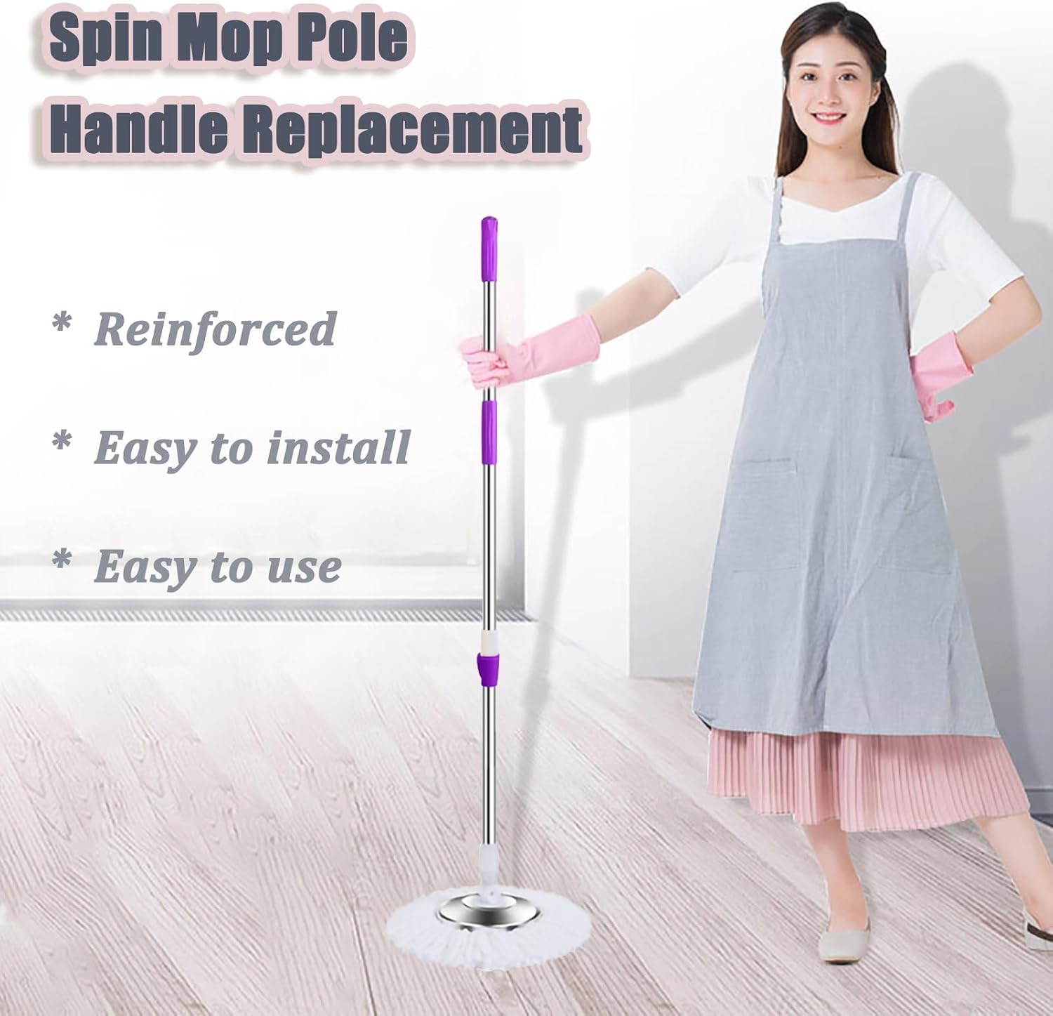 Sturdy Replacement Handle for Spin Mops 360-Degree Flexibility and Durability