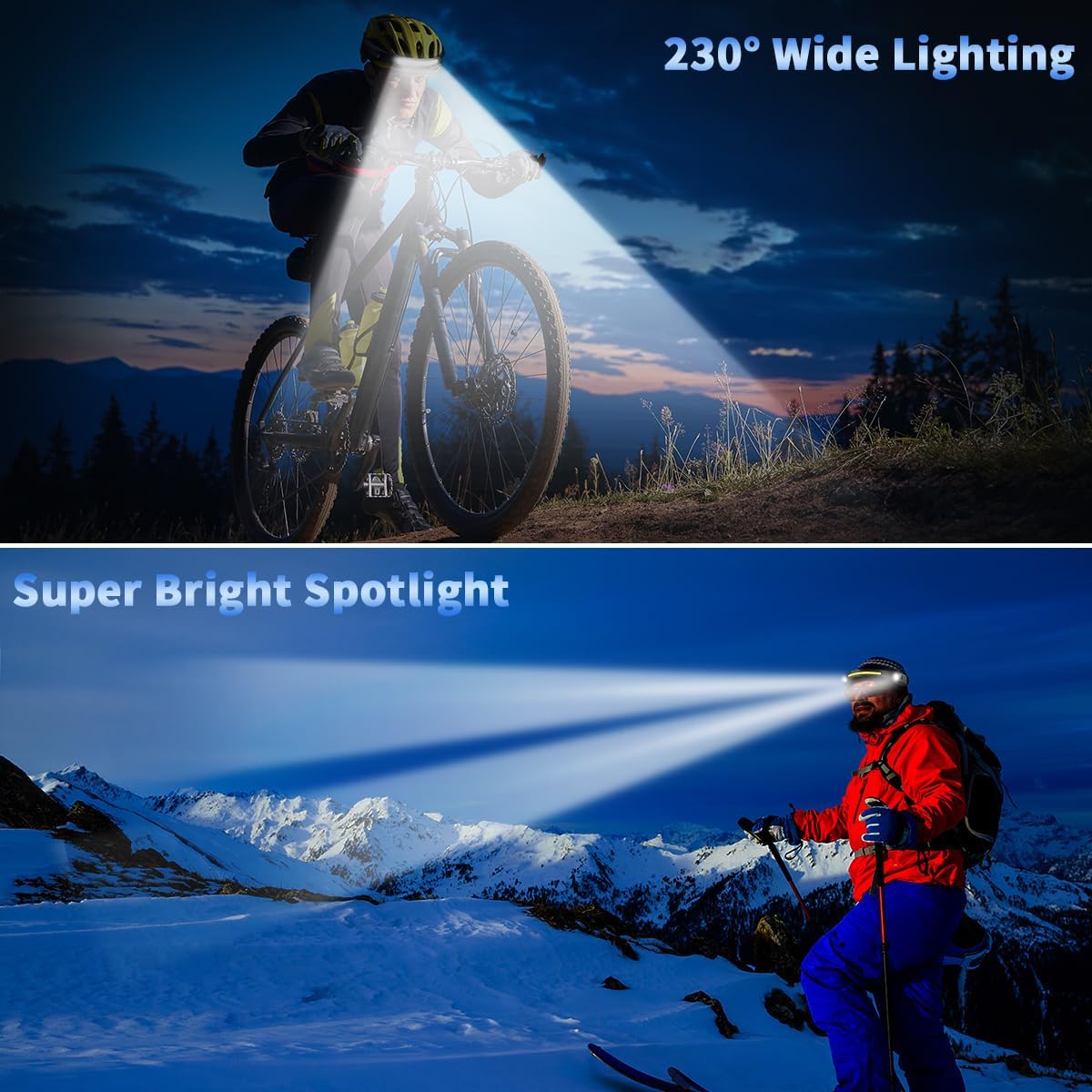 ZioeYiue 5Pack Rechargeable Headlamps with 230 Wide Beam and Motion Sensor