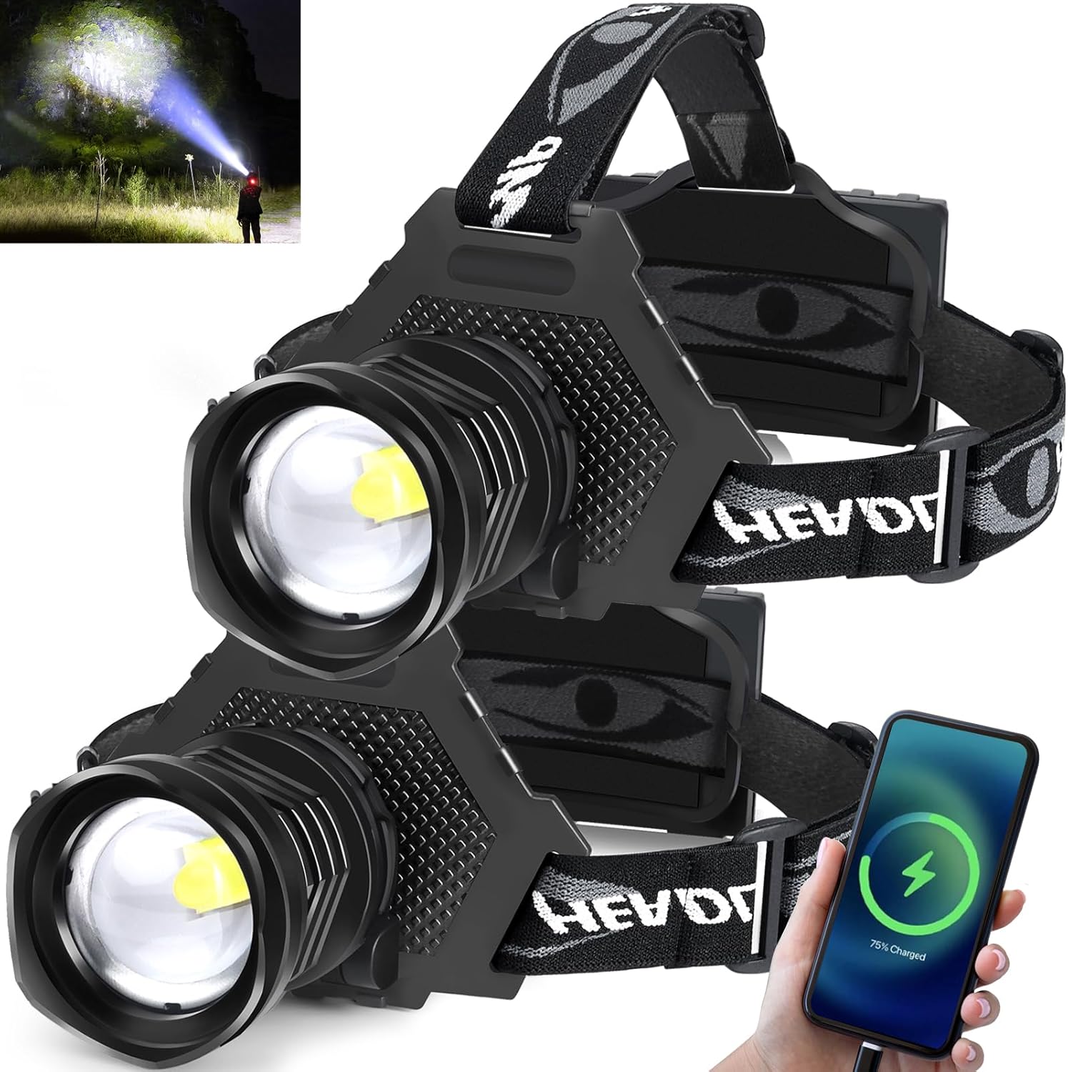 Durable Rechargeable Headlamp for Hiking Camping