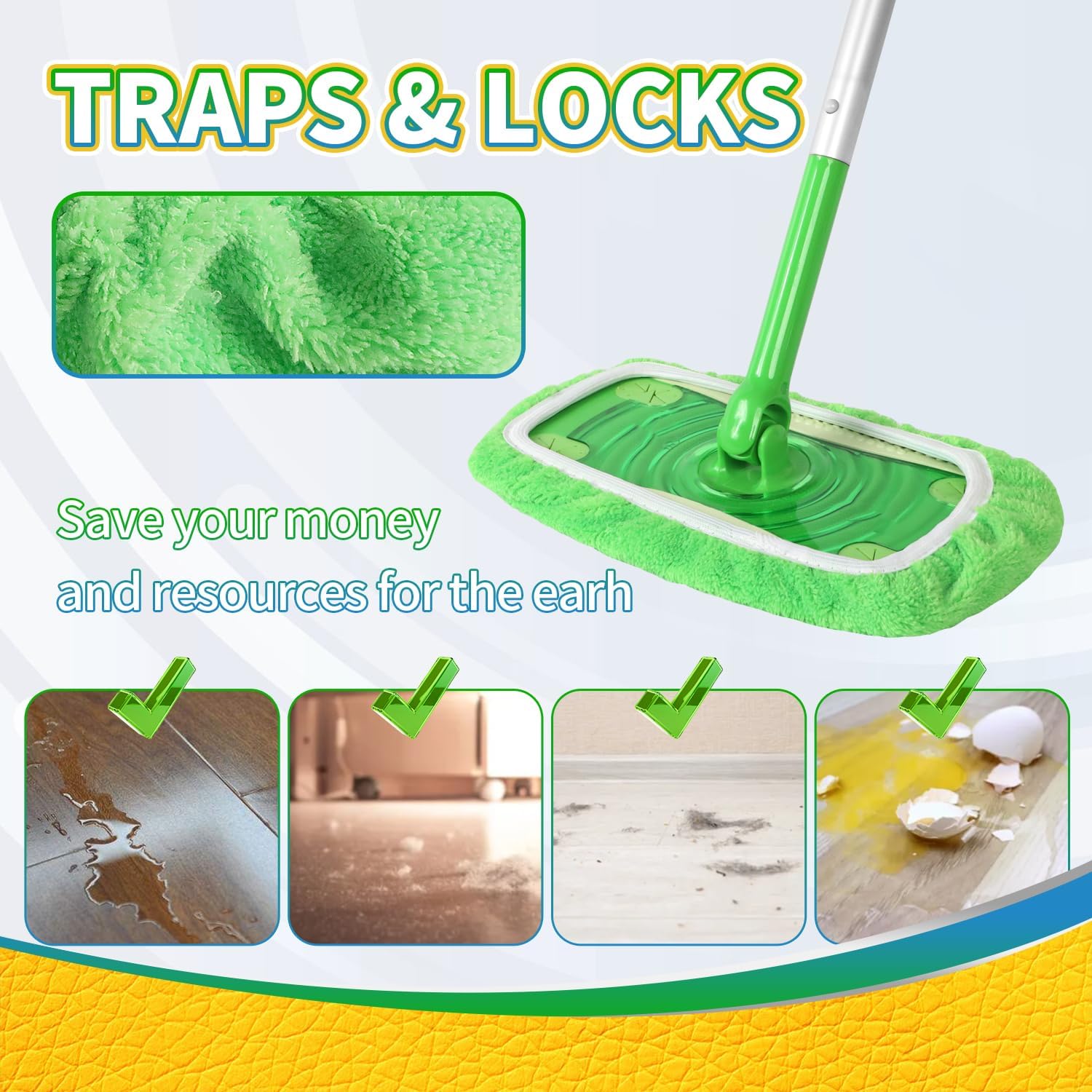 AmaVins Reusable Chenille Swiffer Mop Pads 5 Pack