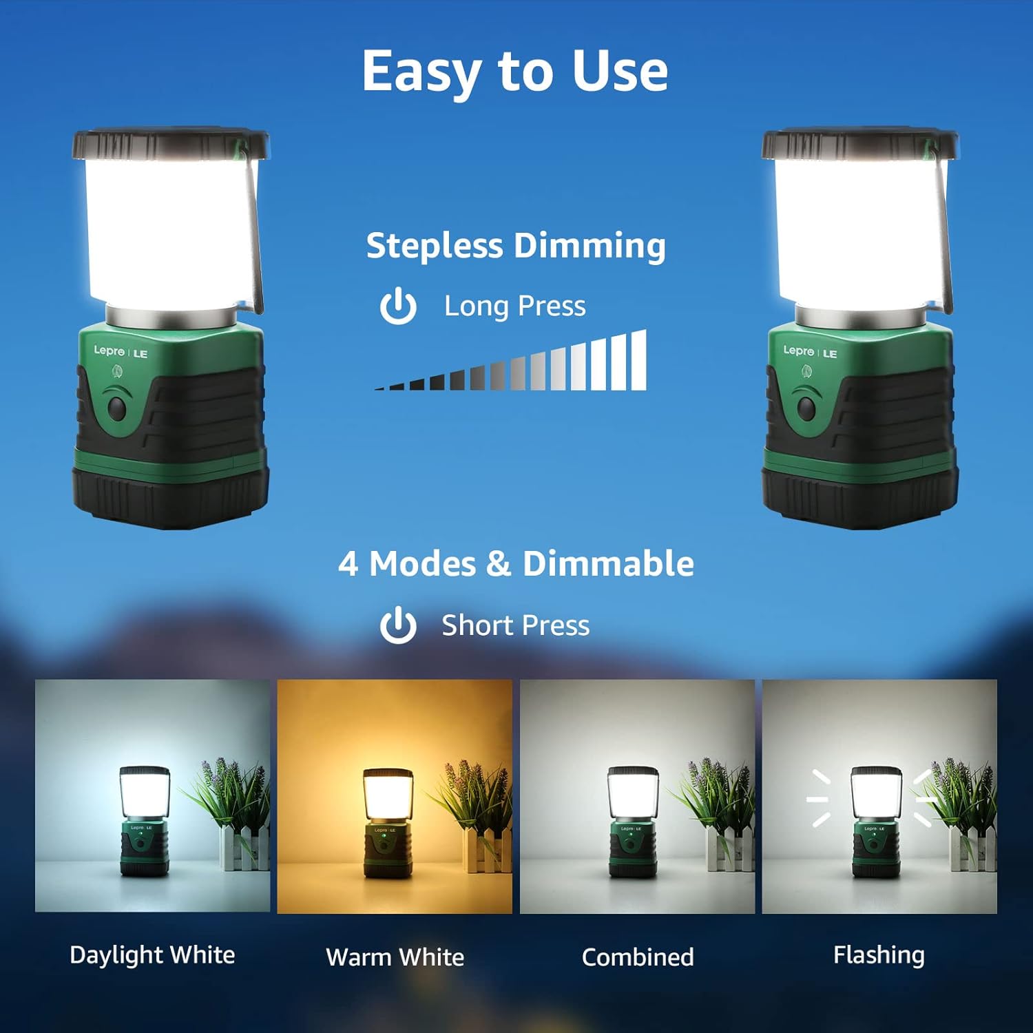 Lepro Bundle camping lantern rechargeable power bank headlamp with motion sensor