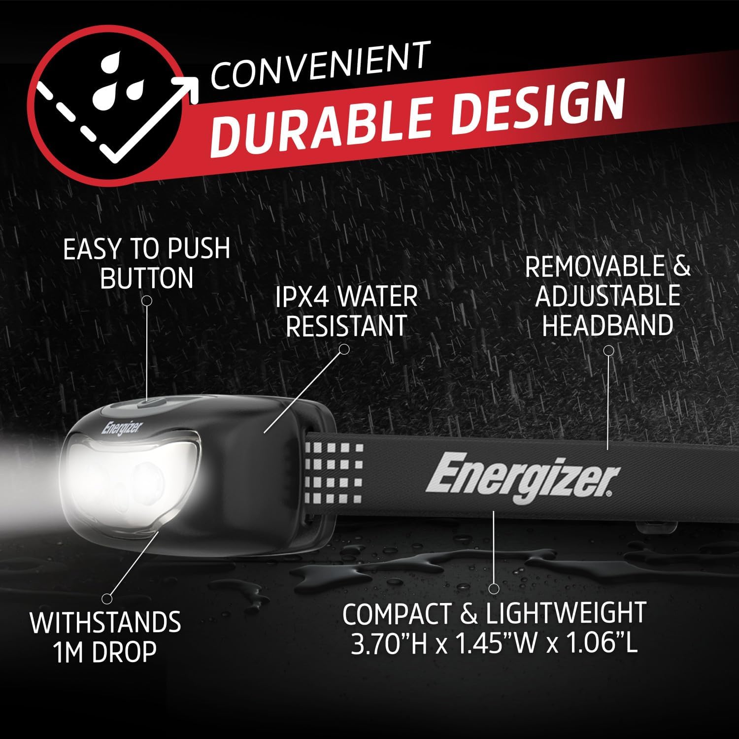 Energizer Universal LED Headlamp Bright Durable and Perfect for Outdoor Use