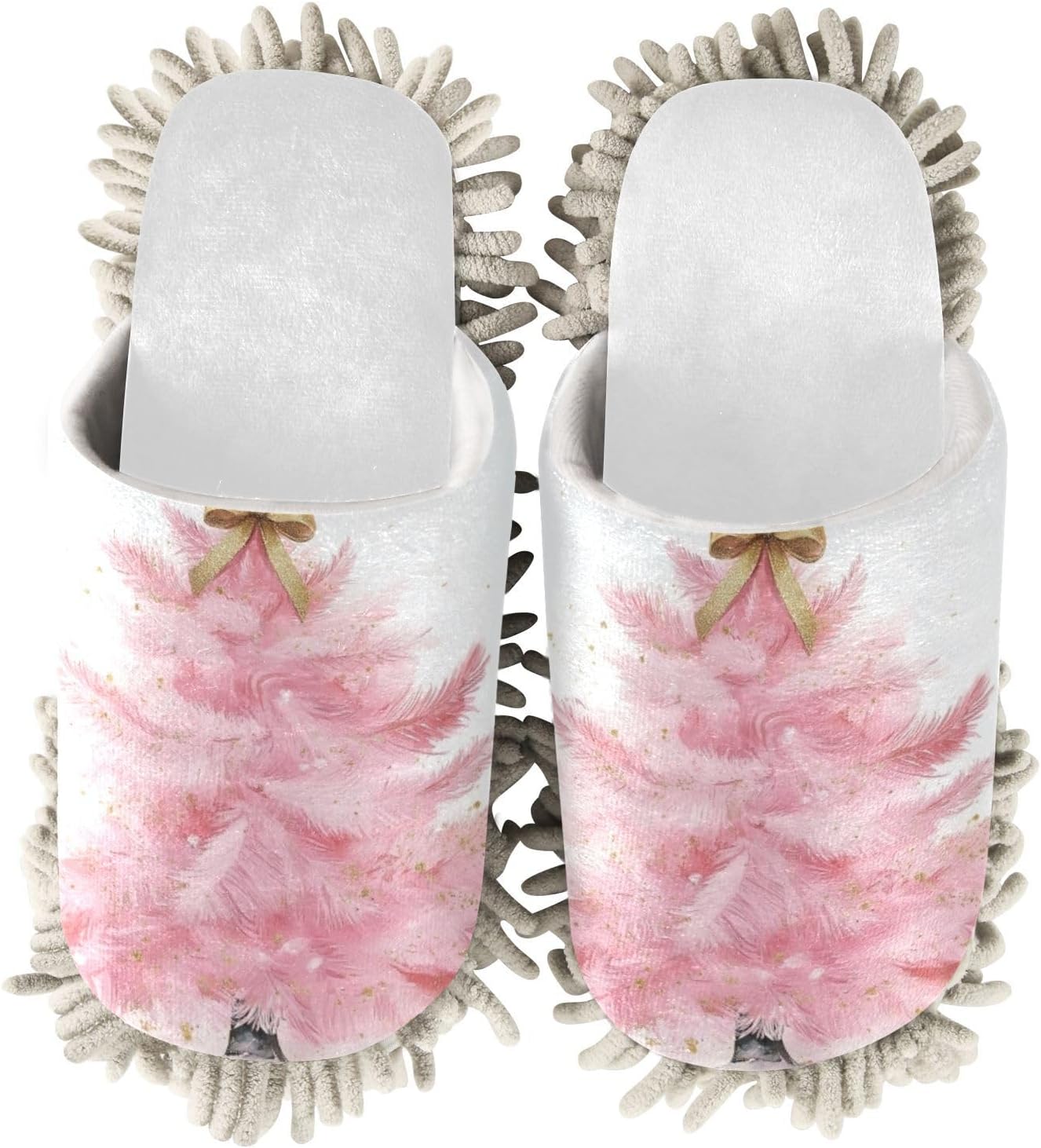 RunningBear White Pink Mop Slippers for Floor Cleaning 1