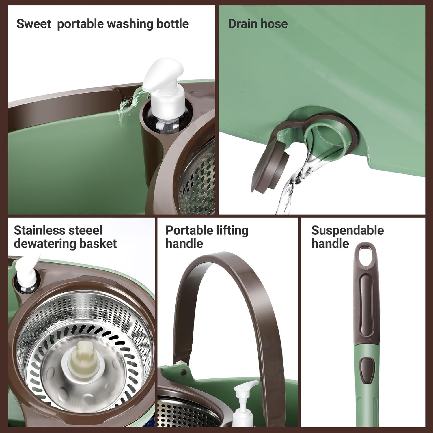 MASTERTOP Spin Mop and Bucket Set for Home - Wet Dry Mopping System