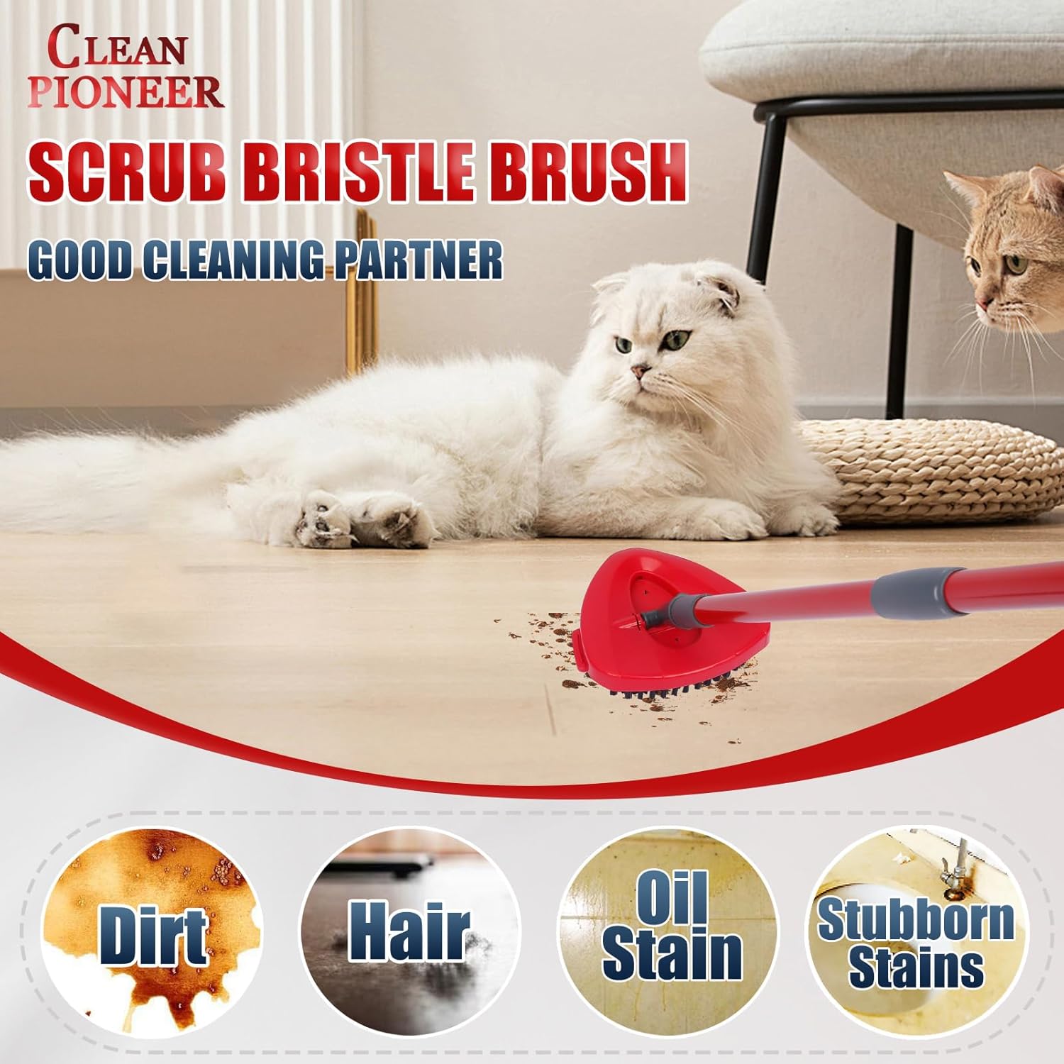 2-Piece Spin Scrub Brush for Efficient Floor Cleaning