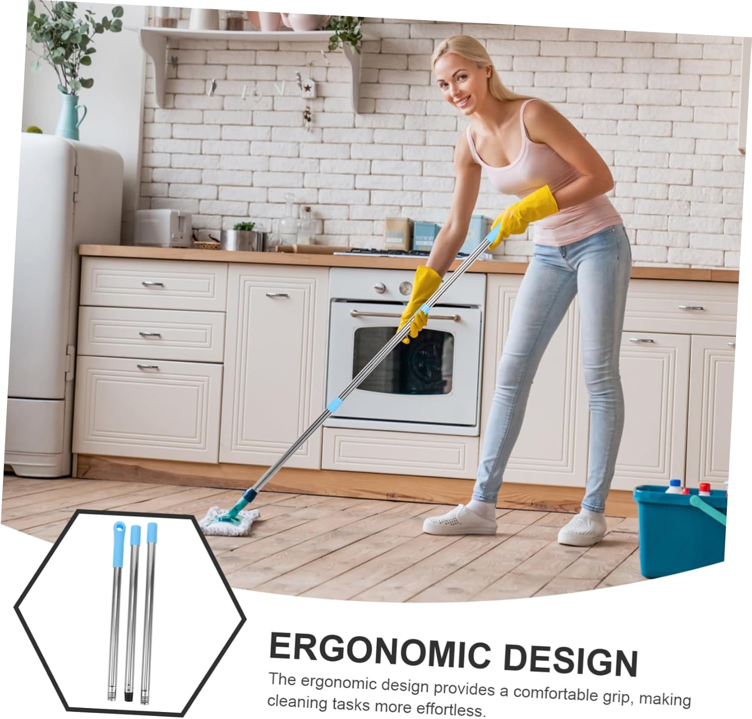 Mop Handle Set for Bathroom and Shower Mop Rods
