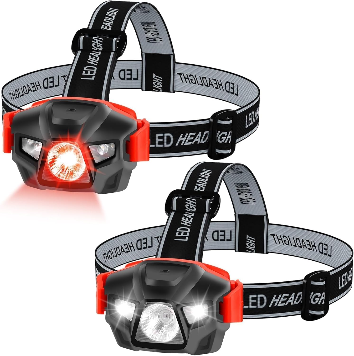 KunHe Red LED Headlamp 2-Pack