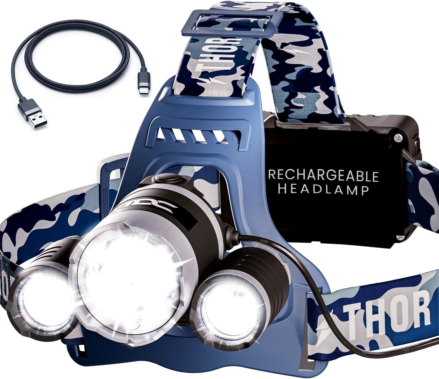 Professional LED Headlamp for Camping Hunting - TDC 1080 Lumens Headlight