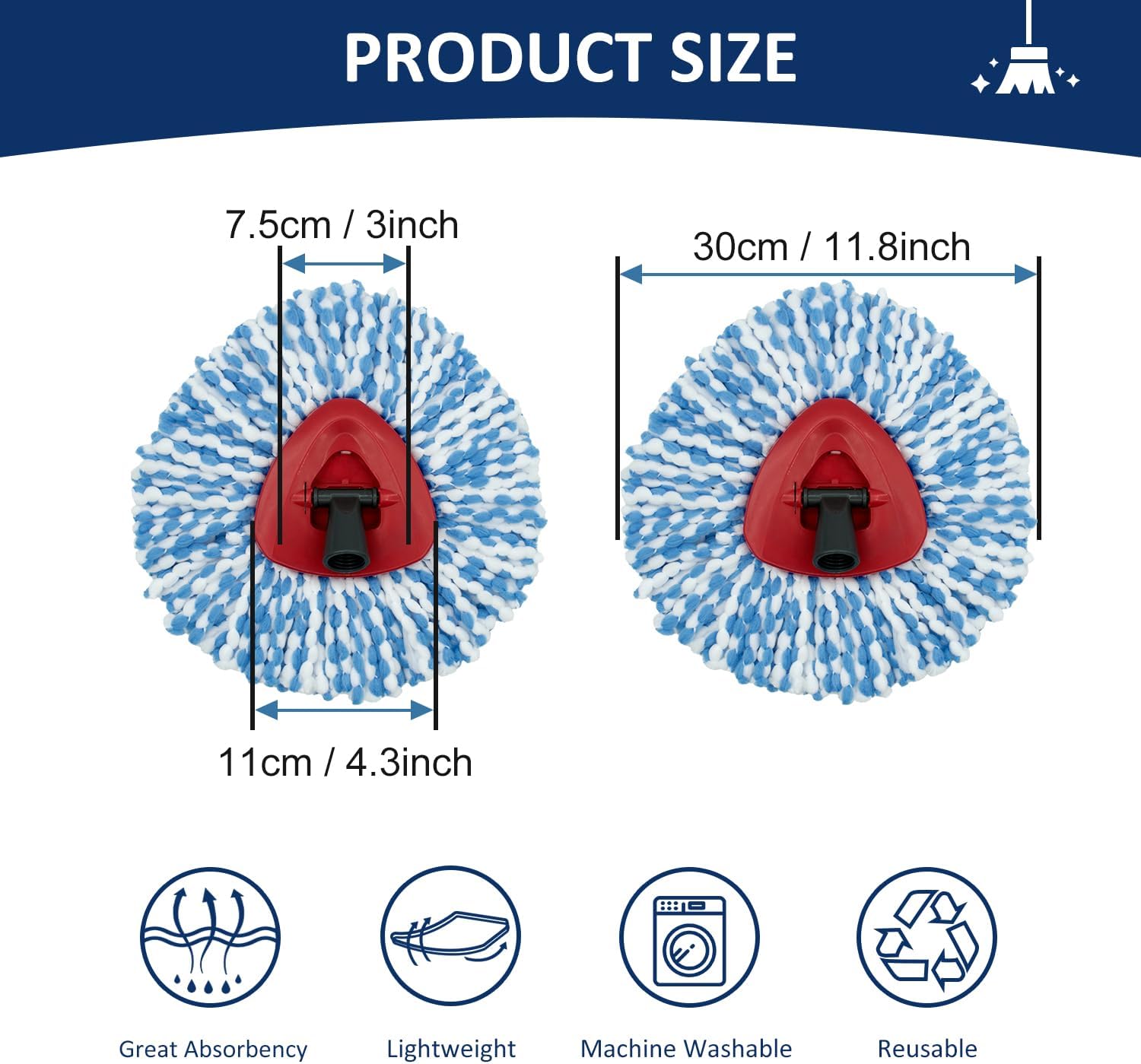 6 Pack Spin Mop Microfiber Head for Oceda RinseClean 2 Tank System
