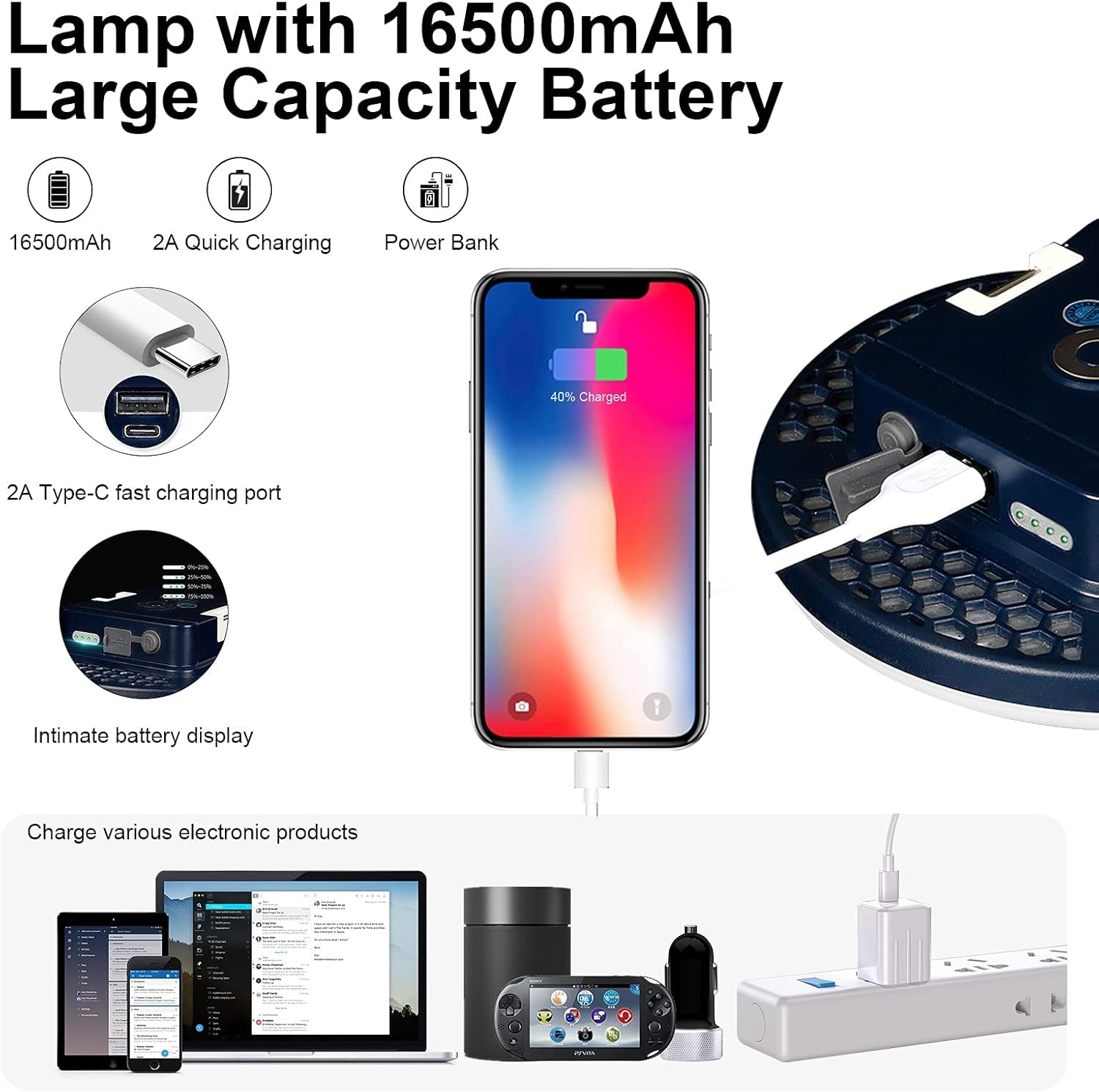 Fathers Day Gift iodoo 16500mAh 3000LM 60W Rechargeable Electric Lantern