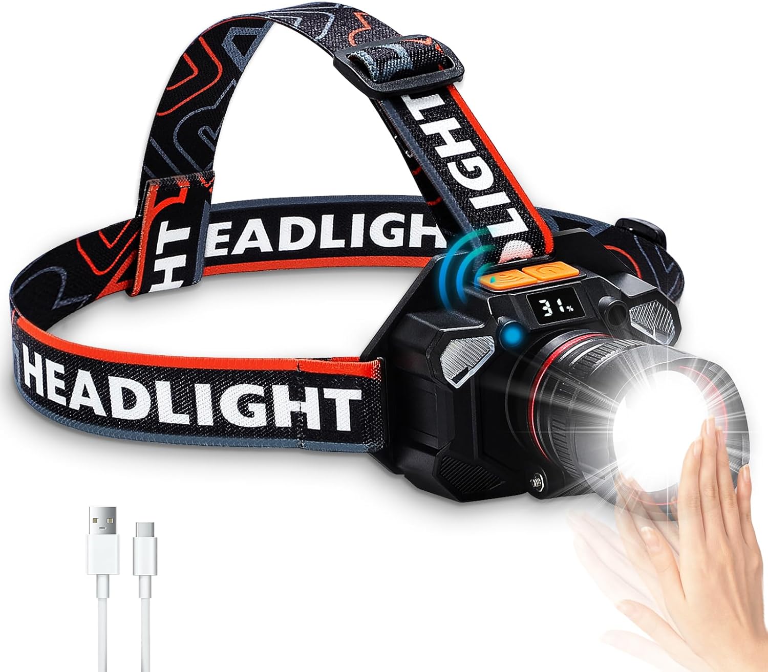 Chemailon Rechargeable Headlamp - Ultimate Foreward modes Adjusting and Keep Safe