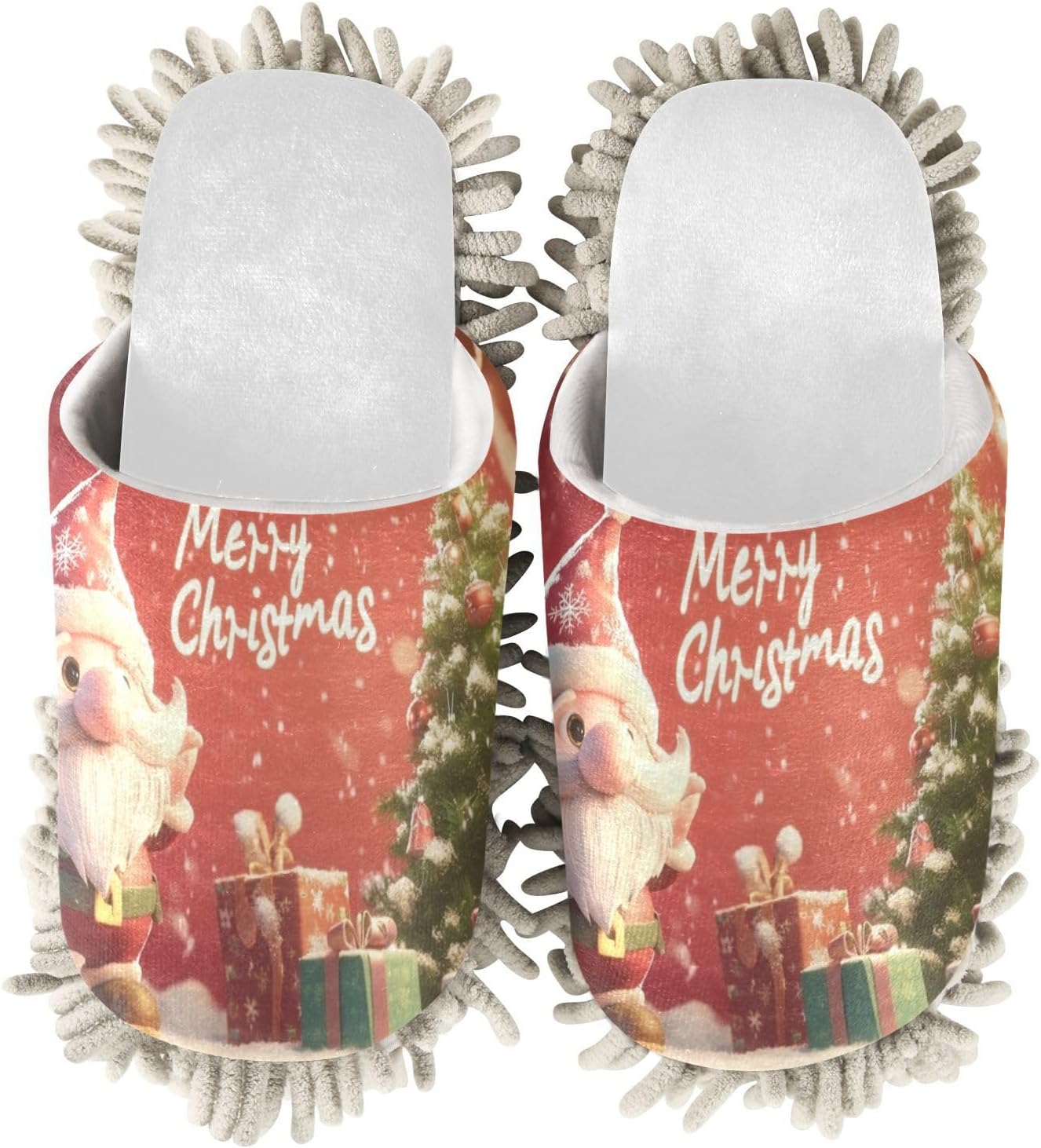 White Christmas Santa Trees Mop Slippers Clean Office Soft Absorbent Mops