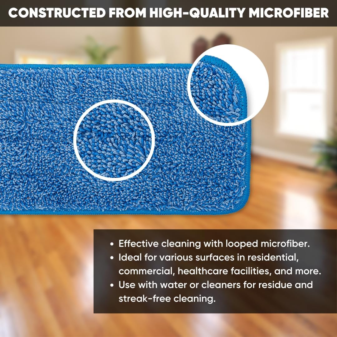 Quick Clean Durable 18 Microfiber Mop Pads 3-Pack