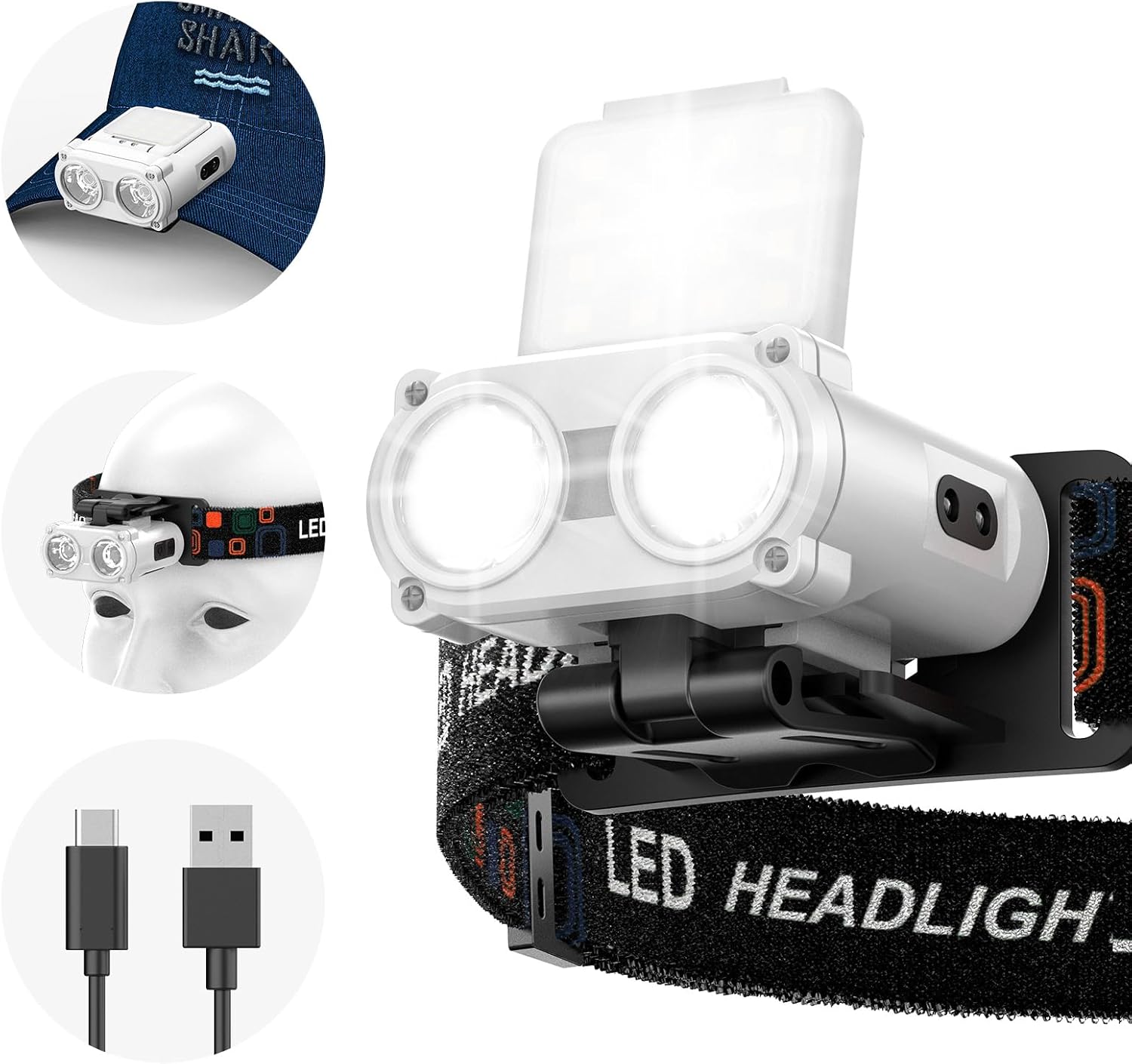 Smiling Shark Rechargeable LED Cap