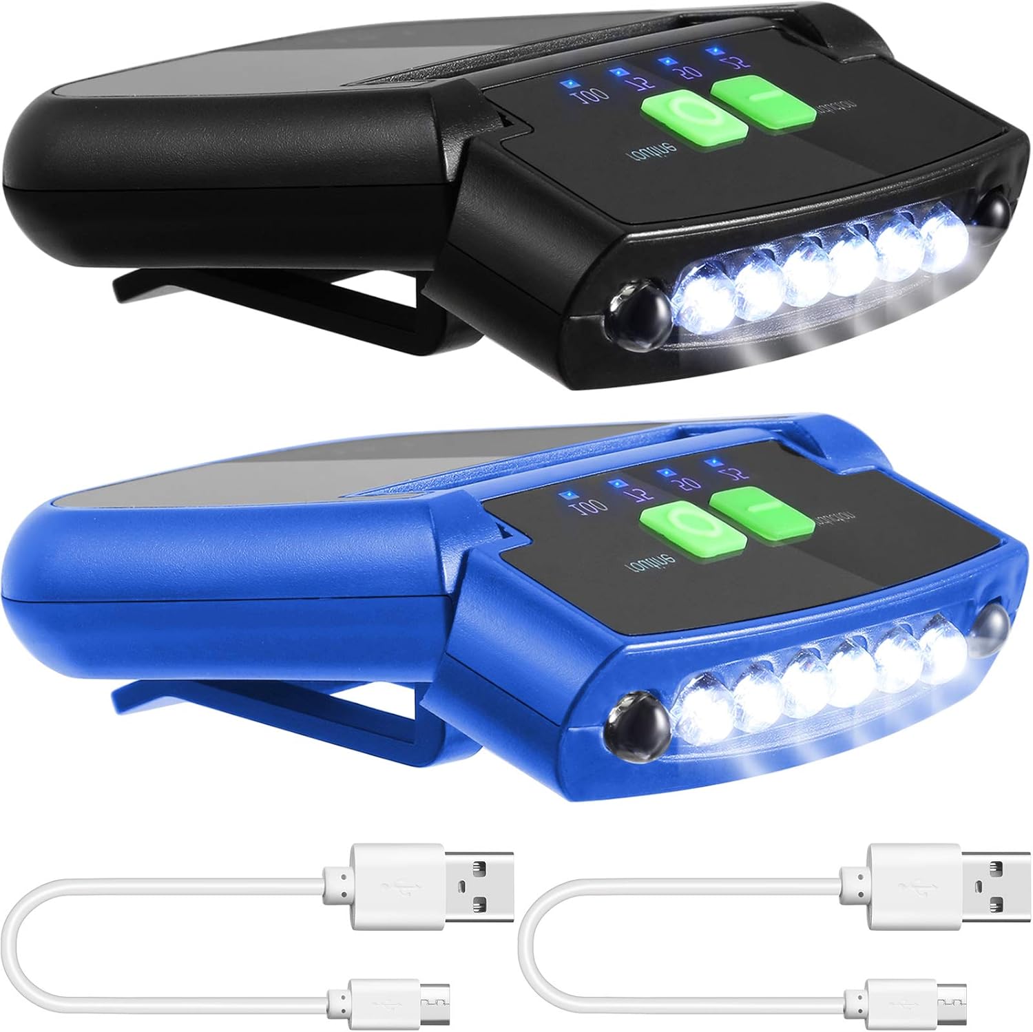 Mudder 2 Pieces LED Clip Cap Flashlight USB Rechargeable