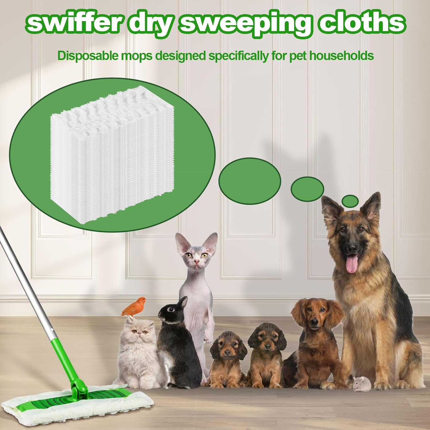 Fast-Mounting Dry Swiffer Pads for Easy Pet Hair Removal