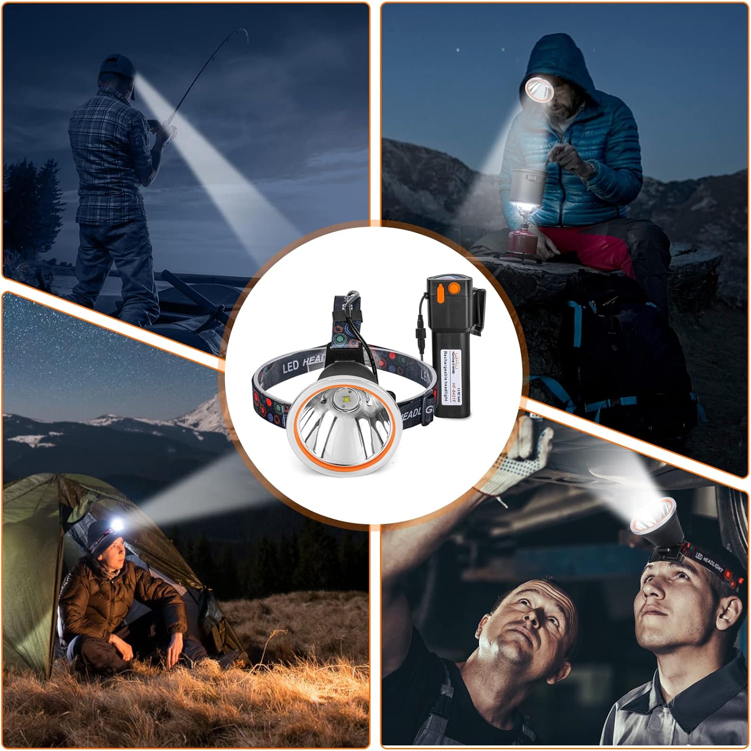 Rechargeable Headlamp - Waterproof for Hunting Camping