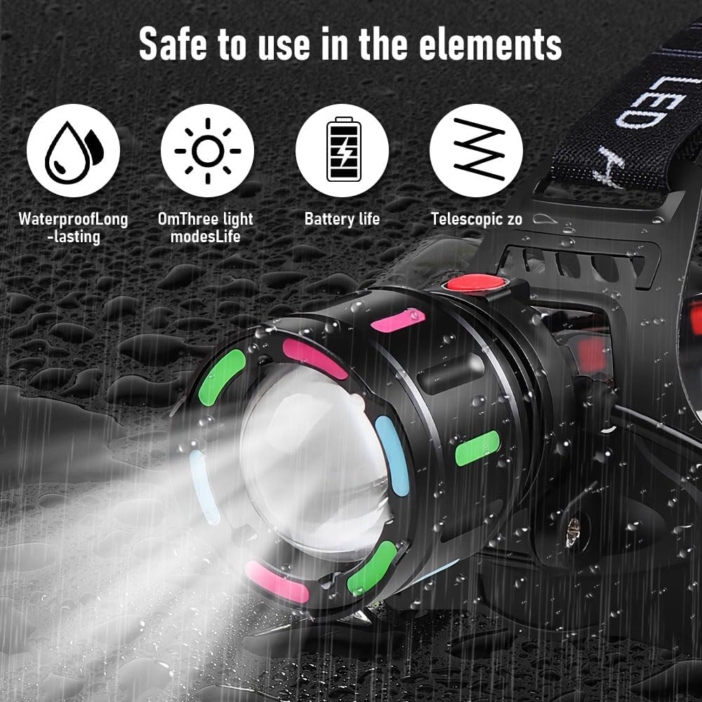 Casbomy Rechargeable LED Headlamp 990000 Lumens 90 Adjustable