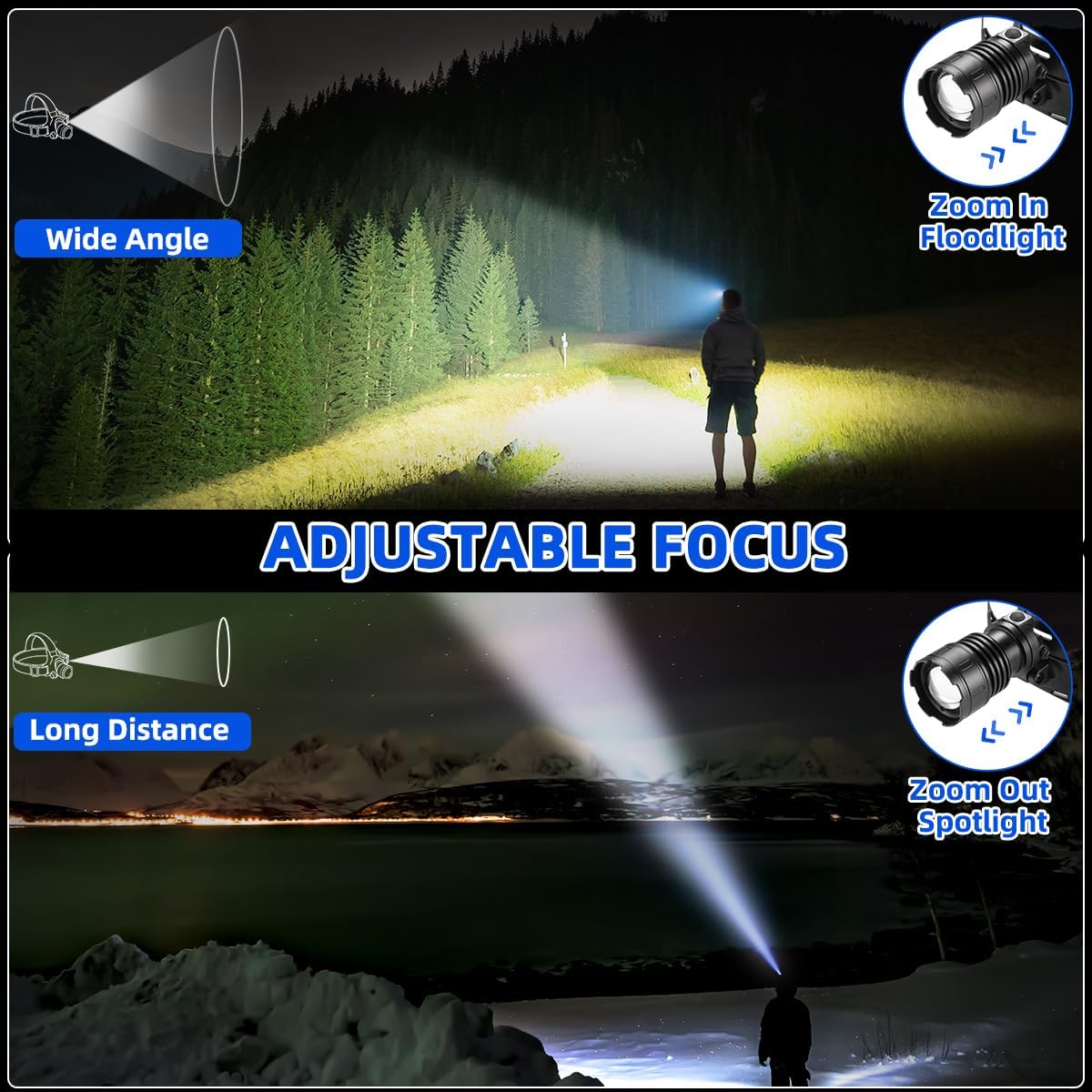 Rechargeable LED Headlamp 2-Pack for Adults
