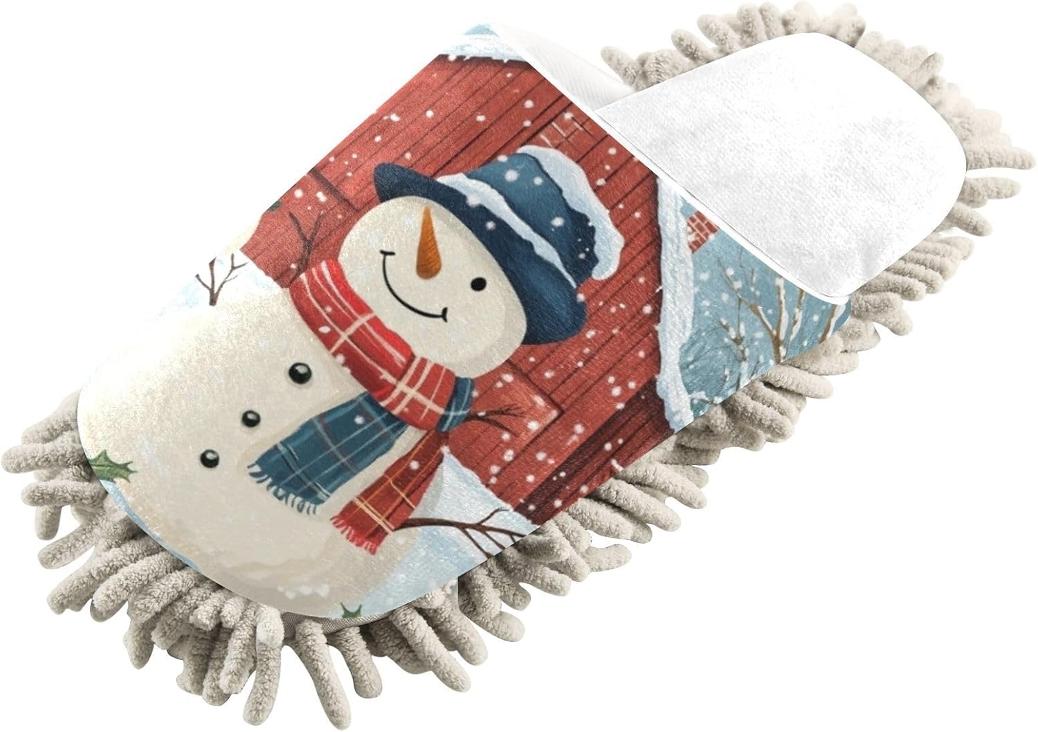 White Christmas Running Bear Mop Slippers