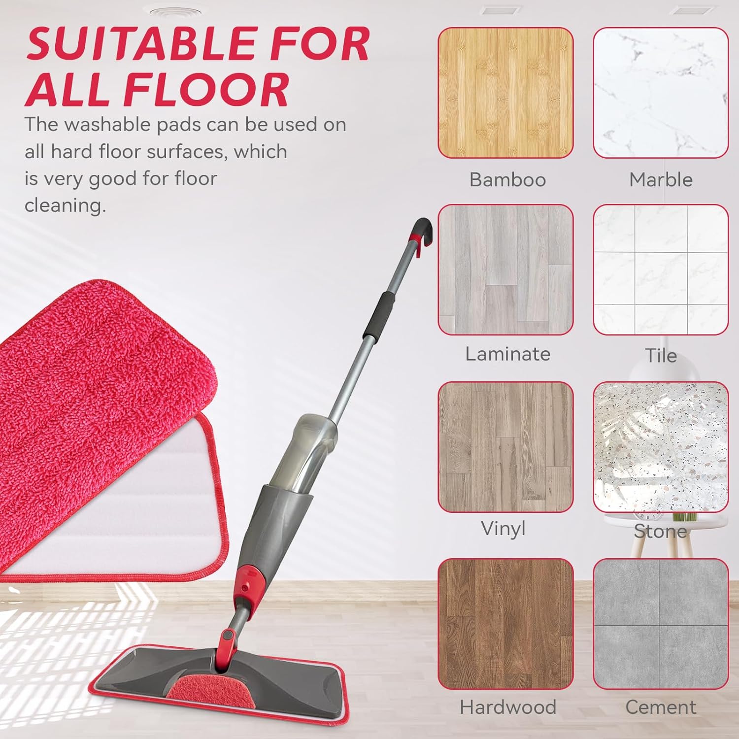 Replacement Microfiber Mop Pads for Rubbermaid Reveal Spray Mop - 12-Pack