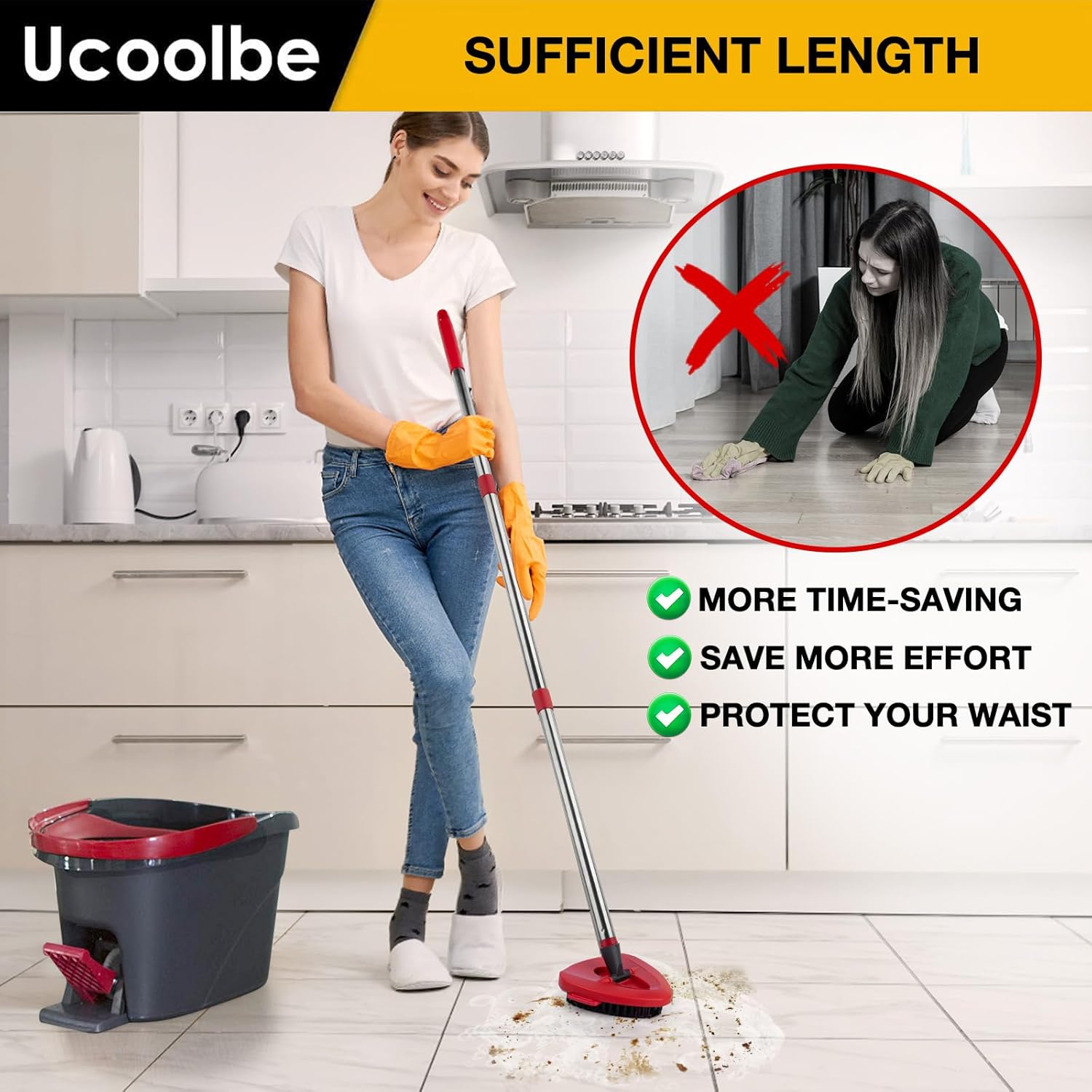 Ucoolbe Spin Mop Scrub Brush Replacement Head