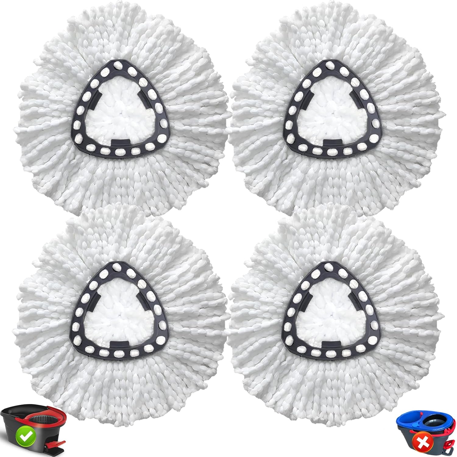 4-Pack Spin Mop Heads for Sensitive Floors