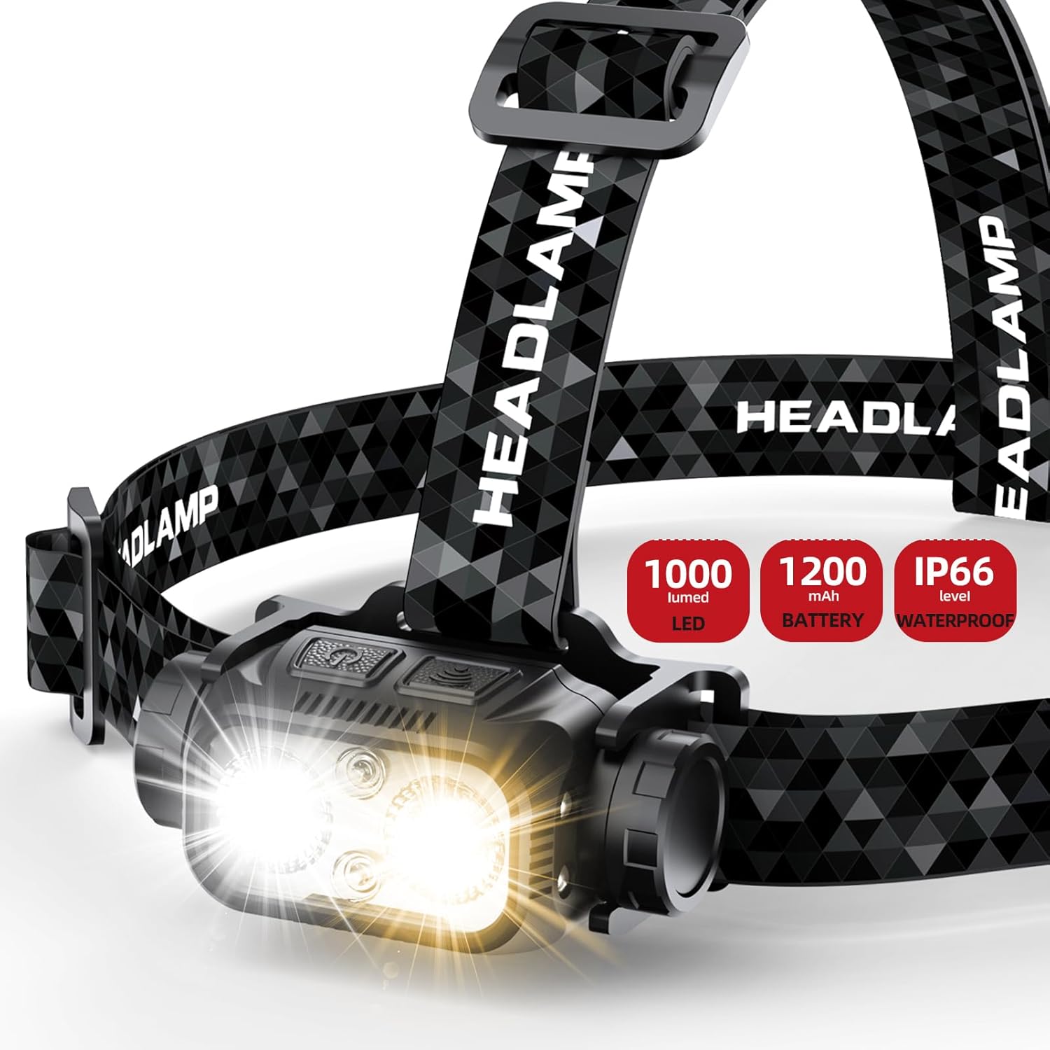 Rechargeable Headlamp with Red Light and Motion Sensor