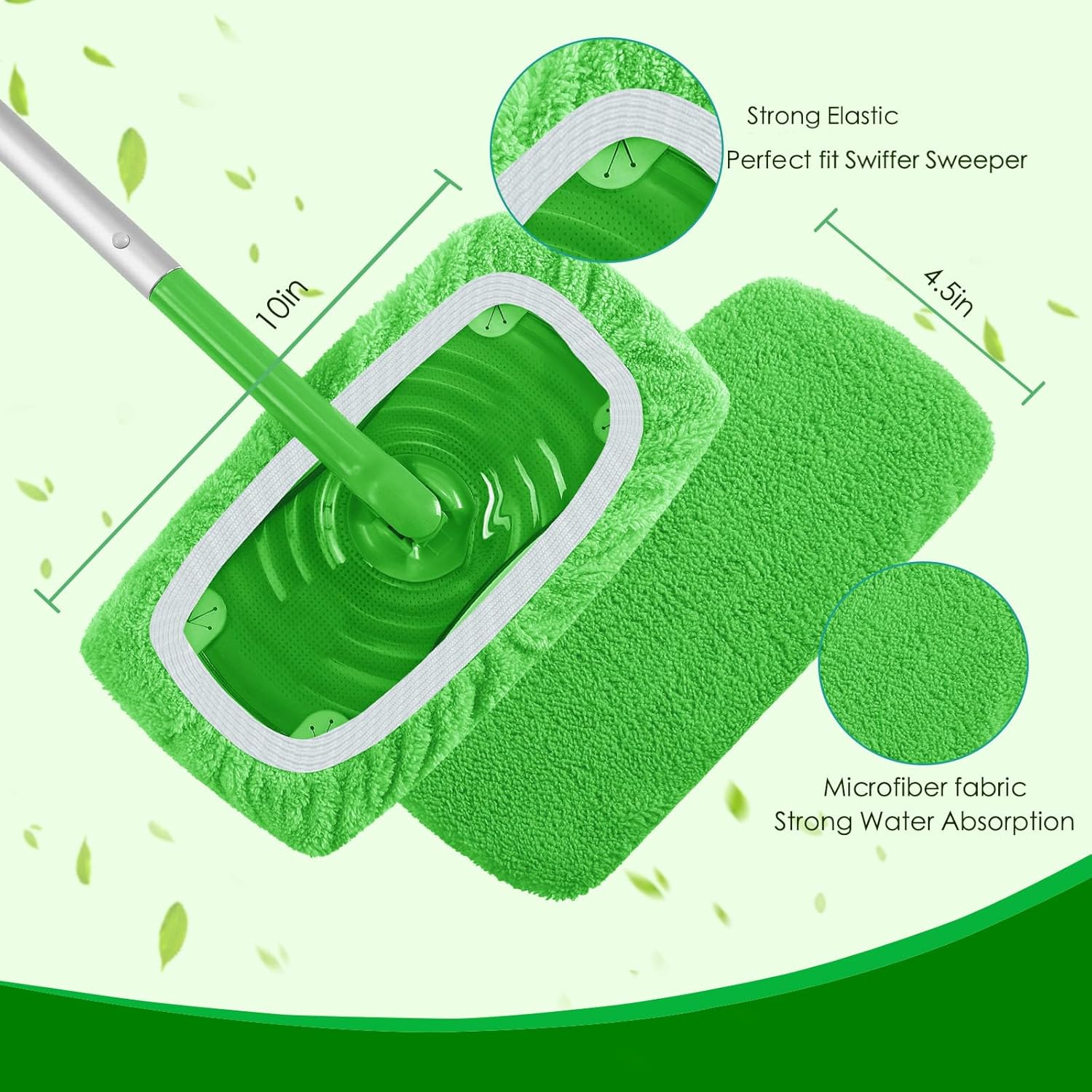 Yicotira Reusable Microfiber Mop Pads 4 Pack for Swiffer Sweeper