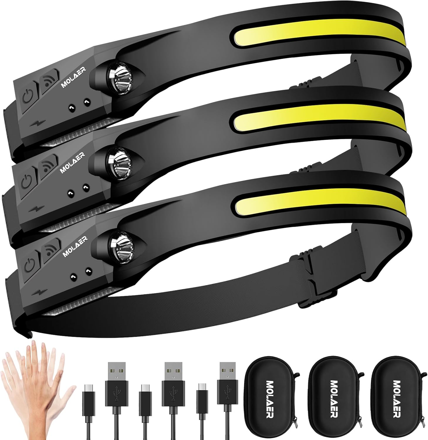 MOLAER Rechargeable 230 Motion Sensor Headlamp Outdoor Camping Hiking Use