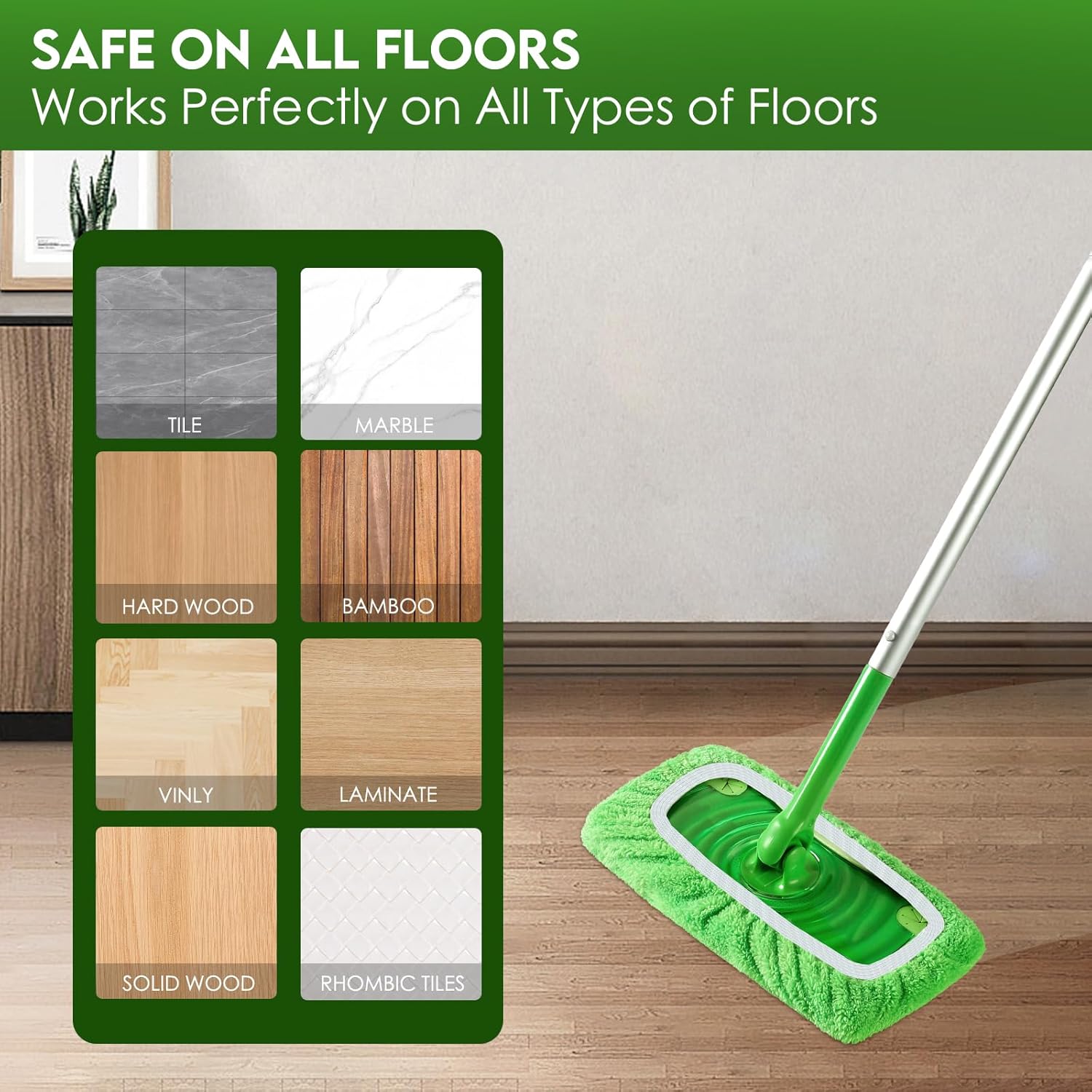 Yicotira Reusable Microfiber Mop Pads 4 Pack for Swiffer Sweeper