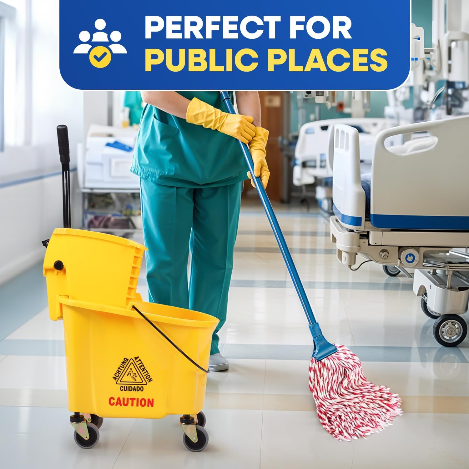 Plastic Prince - 35 Quart Mop Bucket with Wringer on Wheels