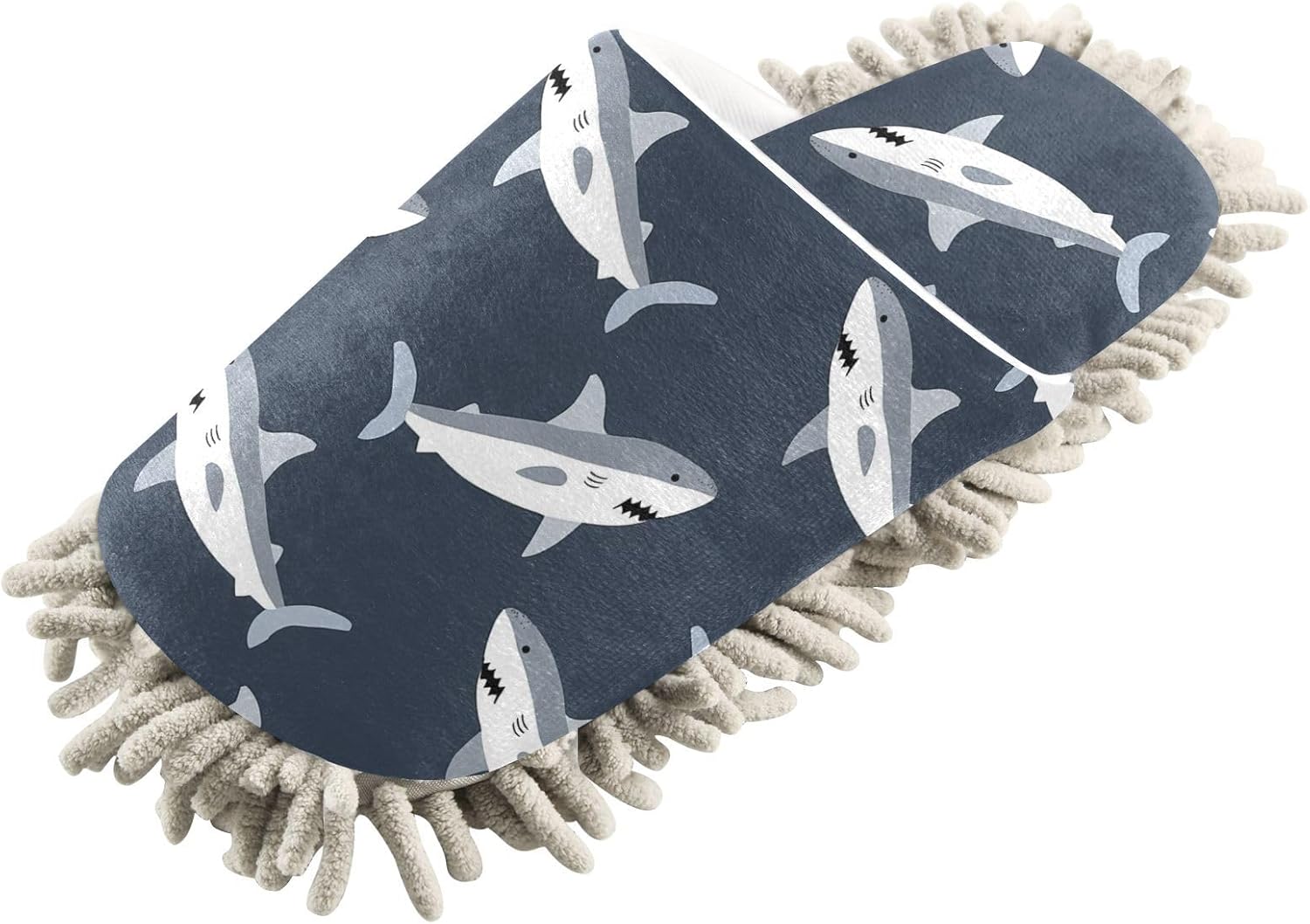 CozyMop Shiny Shark Mop Slippers with Soft Chenzel Sole for Daily Cleaner