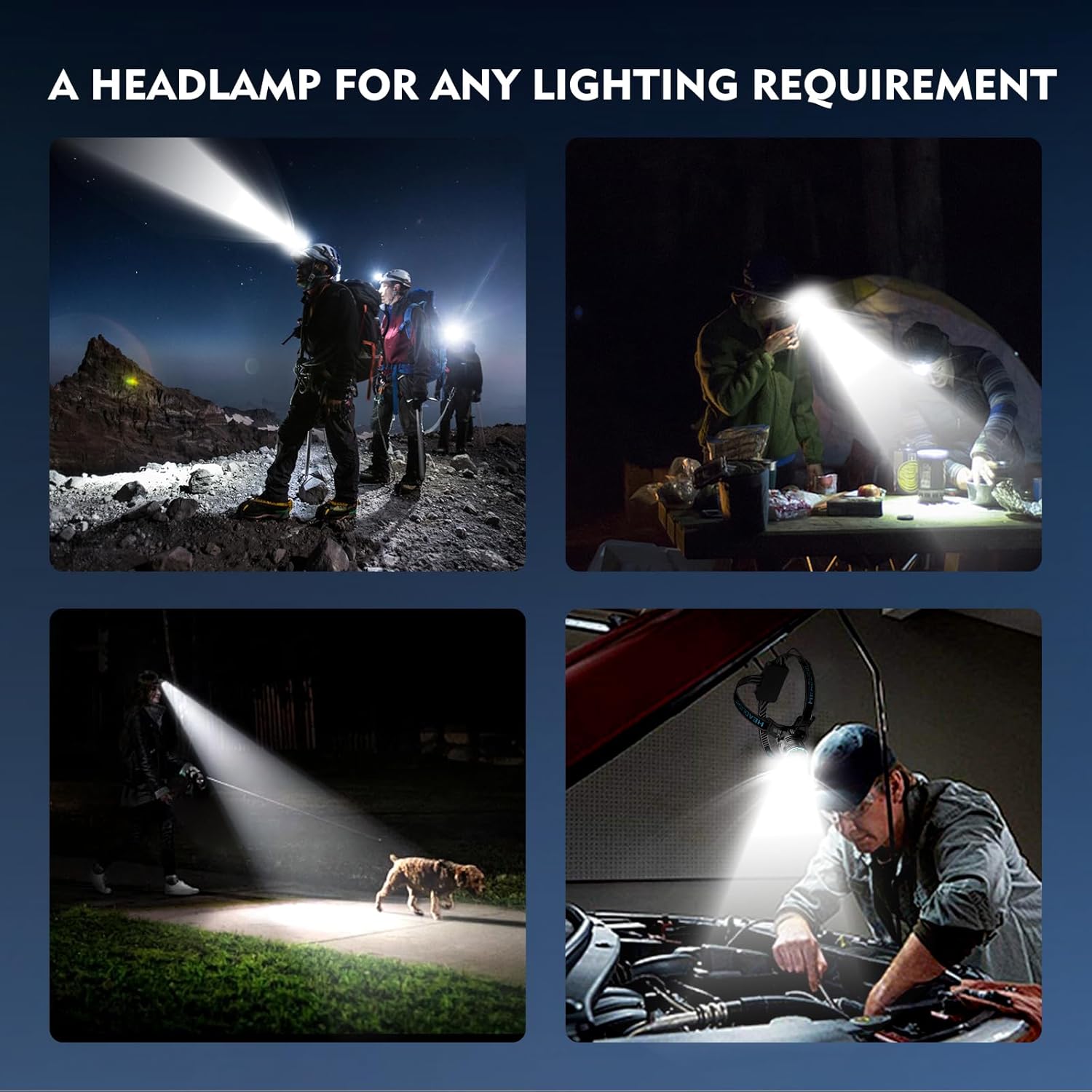 300000 LM Red Light Headlamp 7 Modes IP67 Waterproof