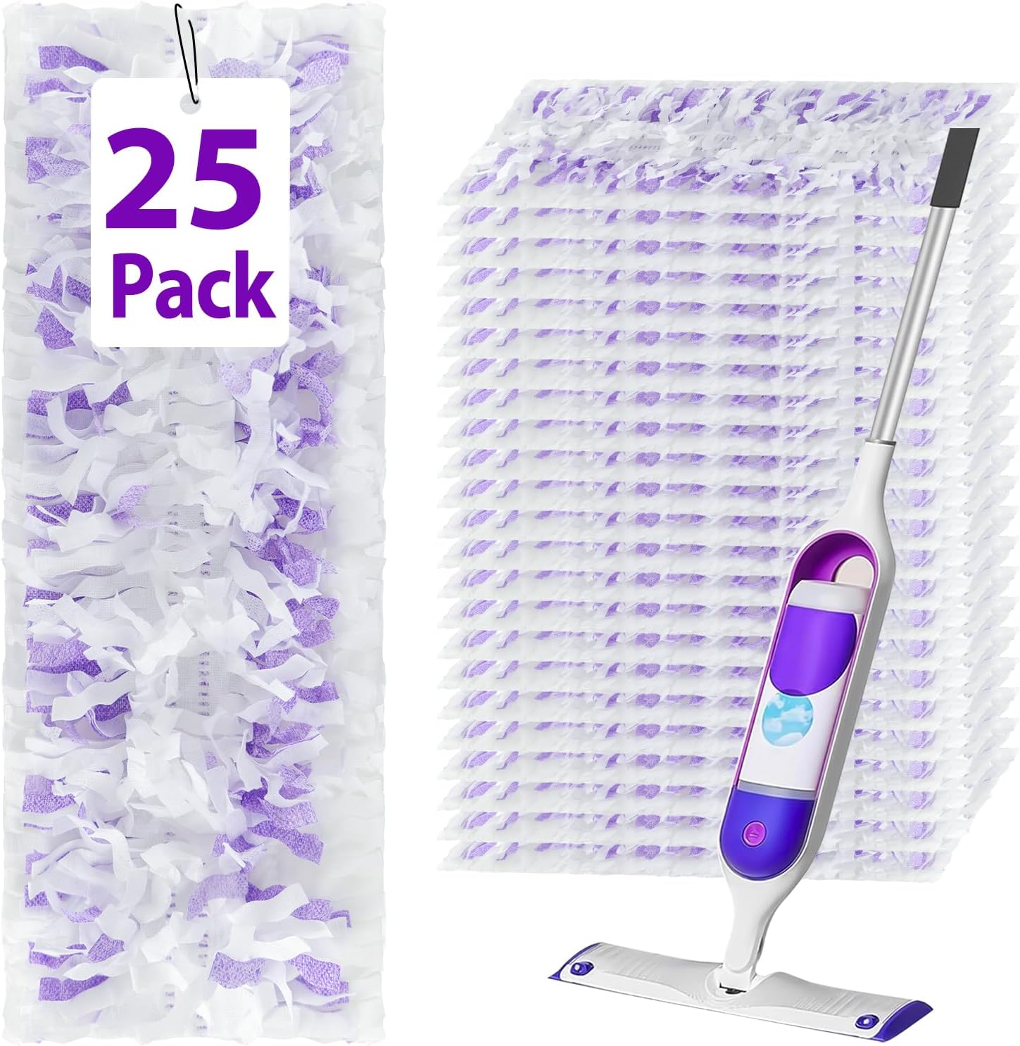 25 Count SAUAUSUN Swiffer Power Mop Refills - Multi-Surface Wood Mop Compatible