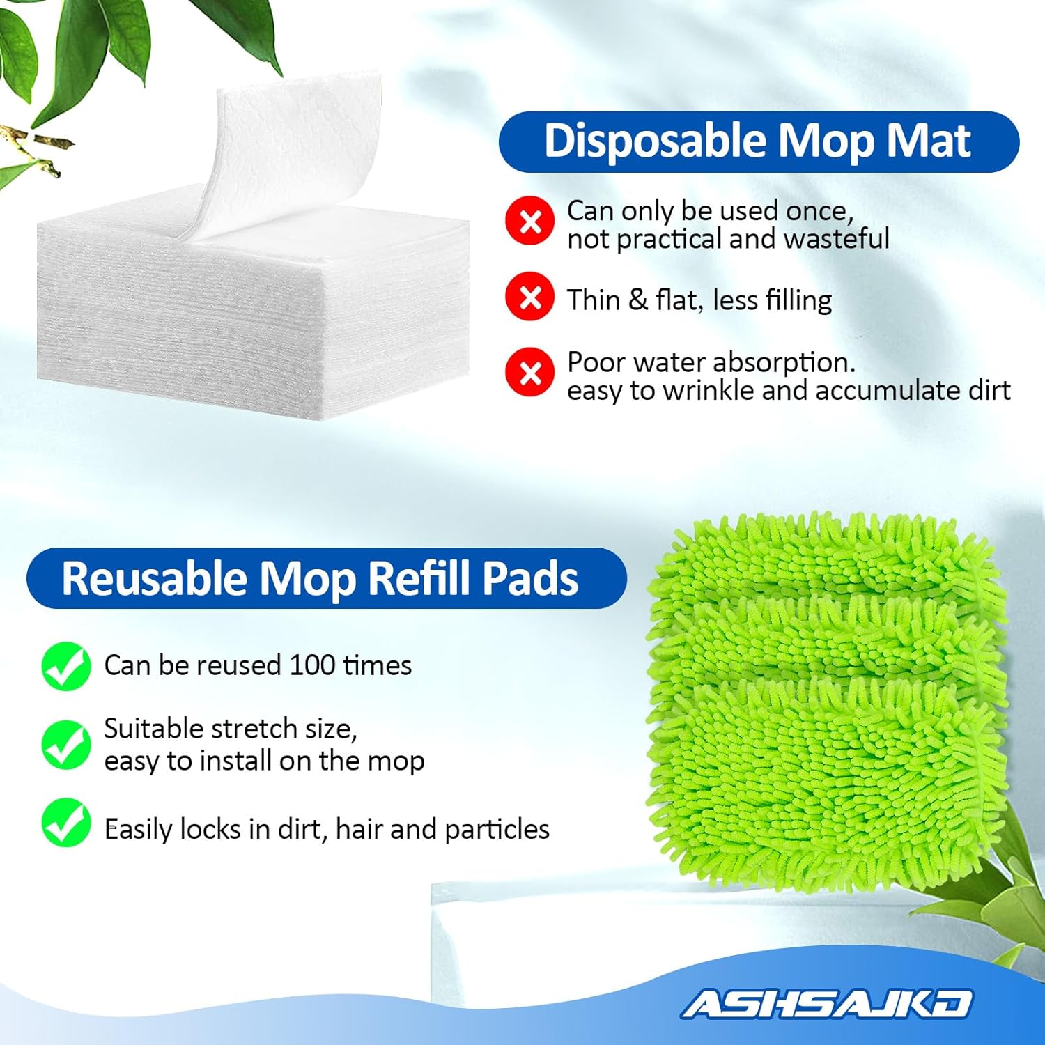 Reusable Microfiber Mop Pads 8-Pack for Swiffer Sweeper Soft Durable