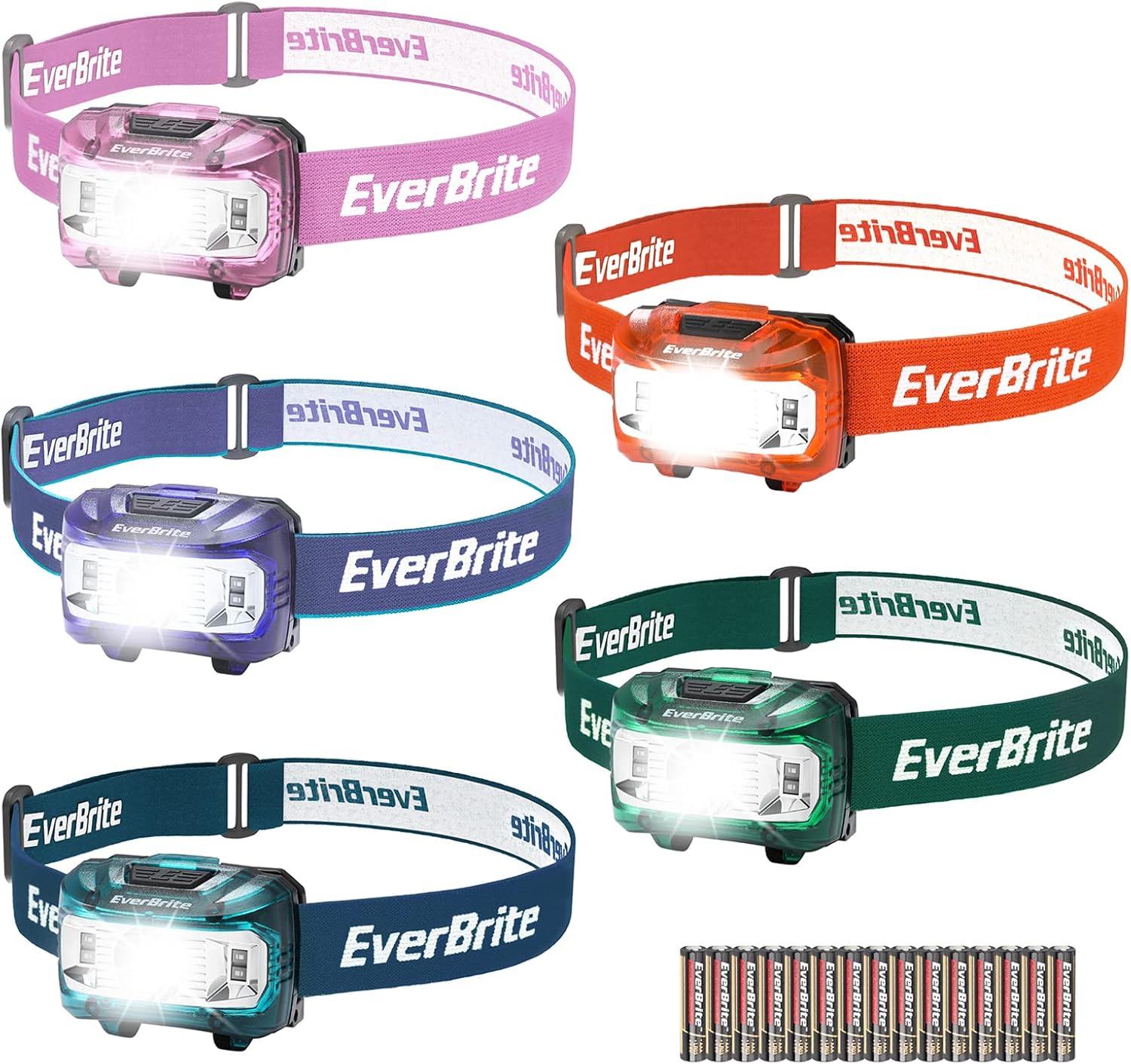 EverBrite 5-Piece Headlamp Set for Adults Kids